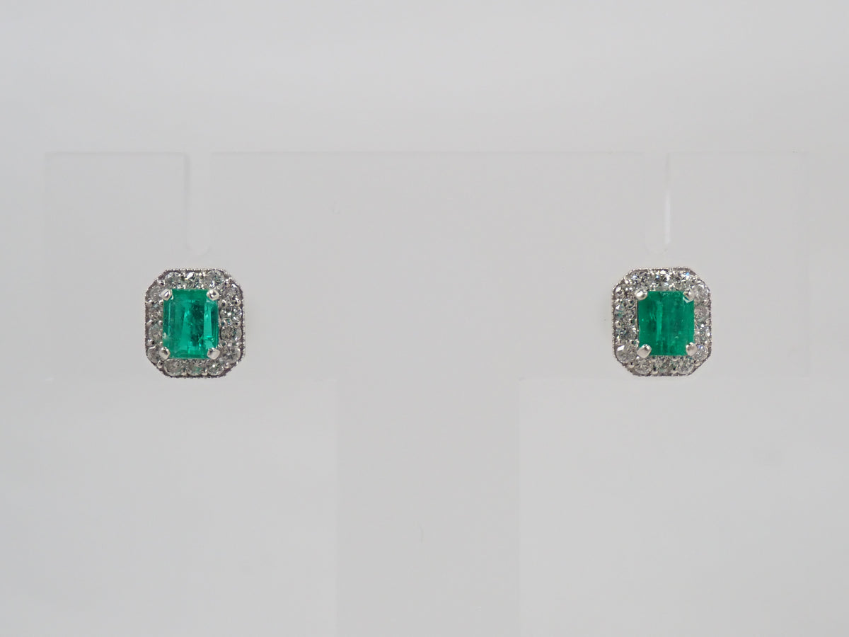 【10/31(土)AM10時〆:抽選販売07】Pt900/Pt950 コロンビア産エメラルド 0.52ct ダイヤモンド0.26ctピアス鑑別書