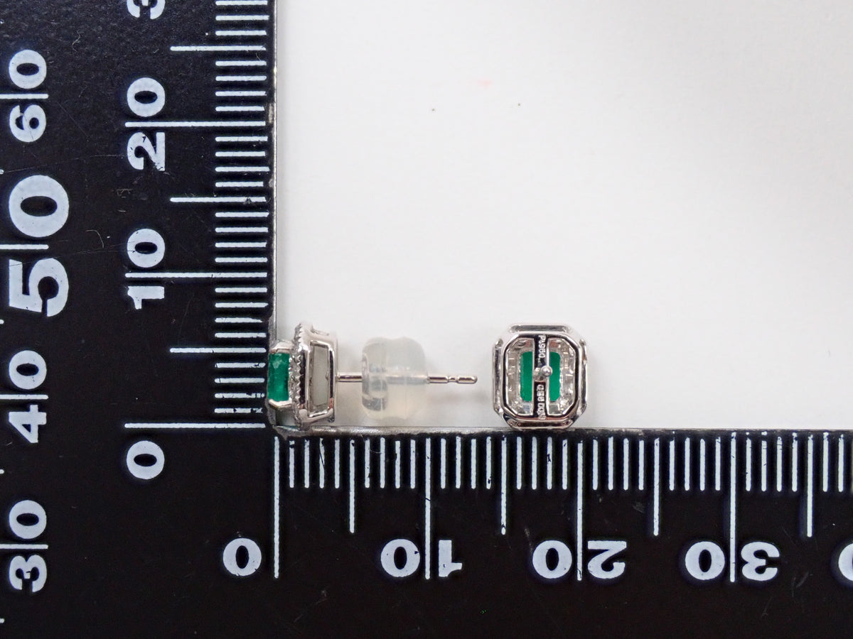 【10/31(土)AM10時〆:抽選販売07】Pt900/Pt950 コロンビア産エメラルド 0.52ct ダイヤモンド0.26ctピアス鑑別書