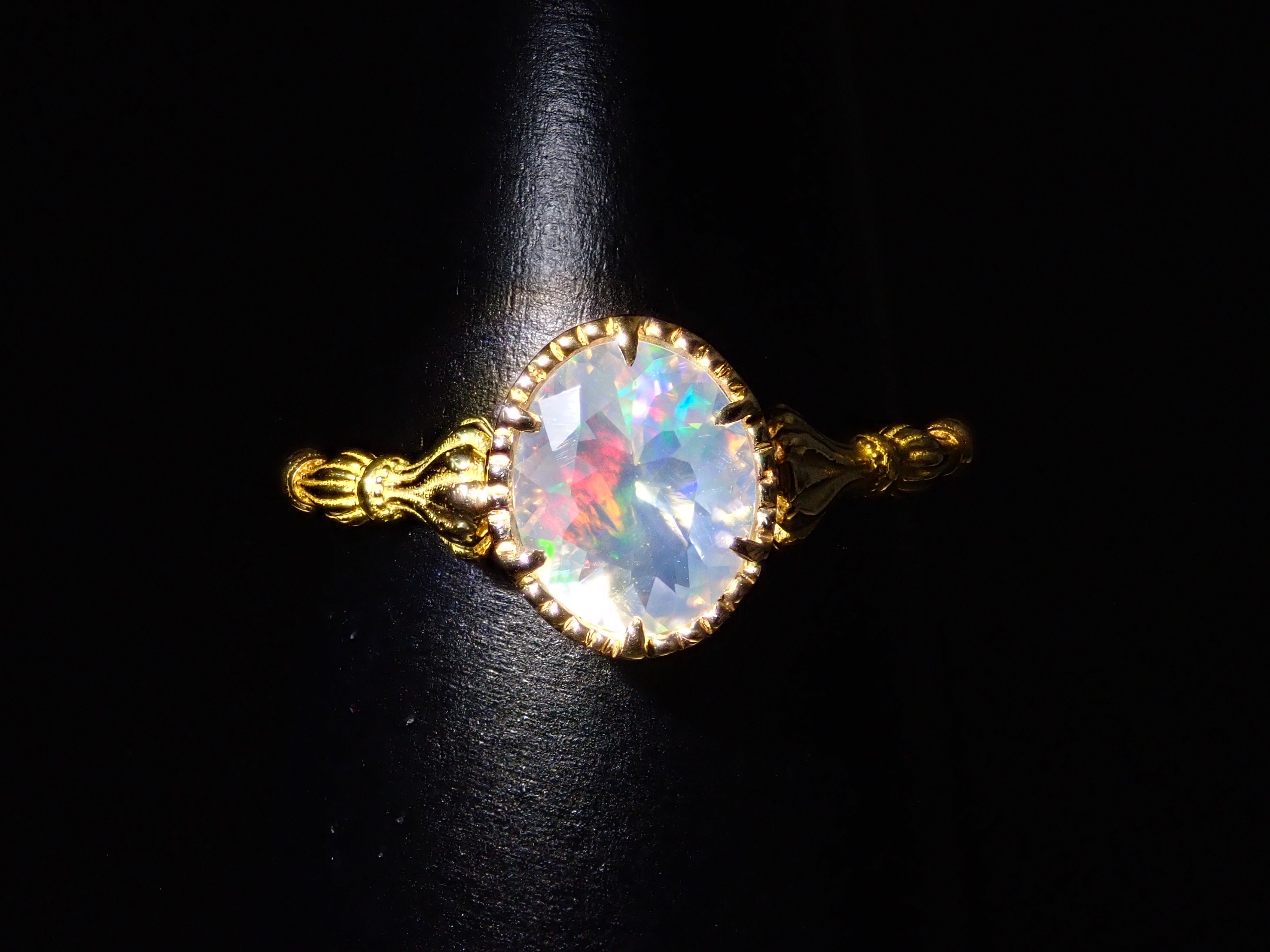 【12/12 22時販売】K18YGメキシコ産ウォーターオパール(ファセットカット) 0.457ct リング