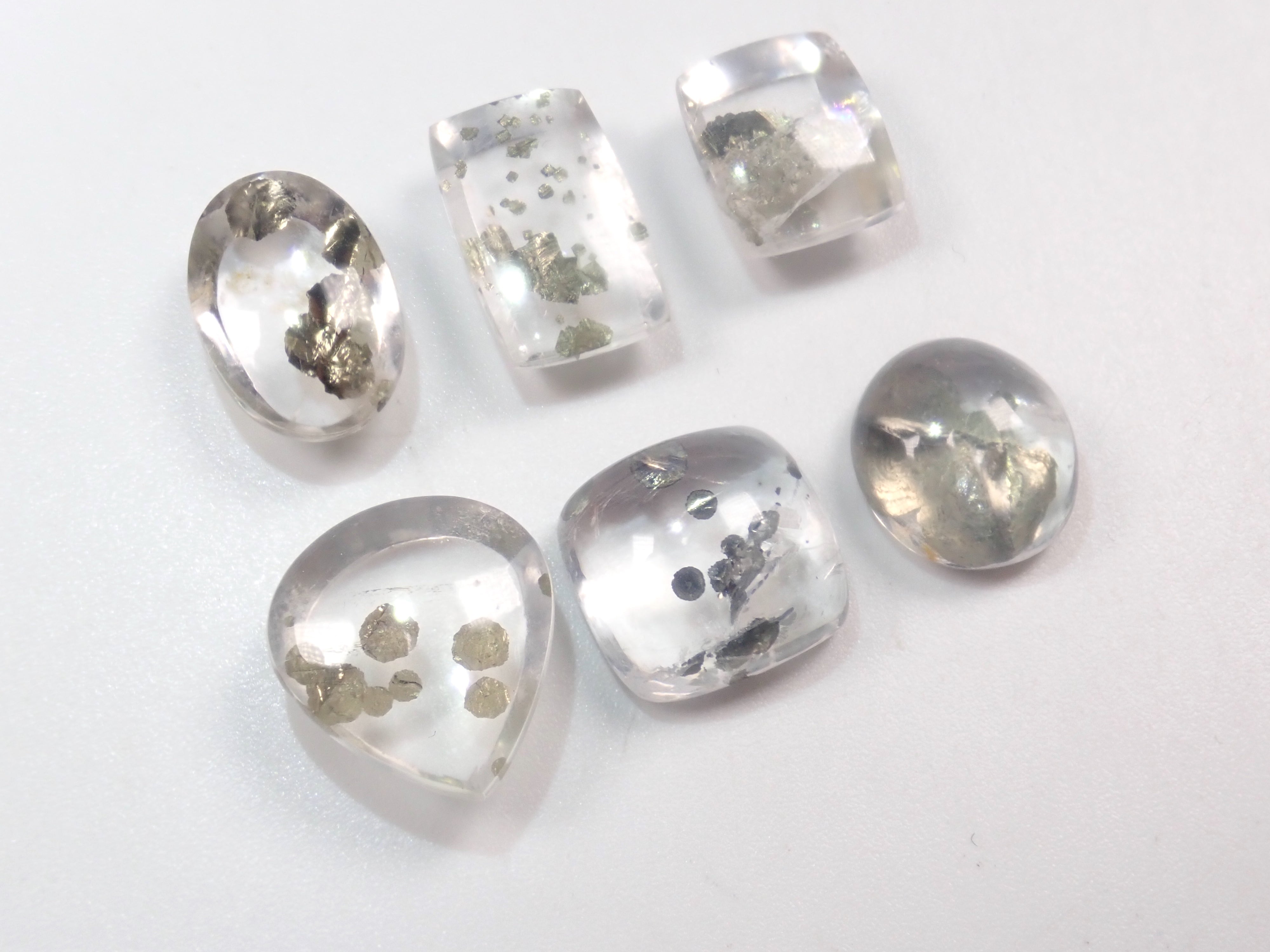 【12/20 22時販売】《限定6石》ブラジル産のパイライトインクォーツ1石ルース(平均3.2ct)《複数購入割引有》