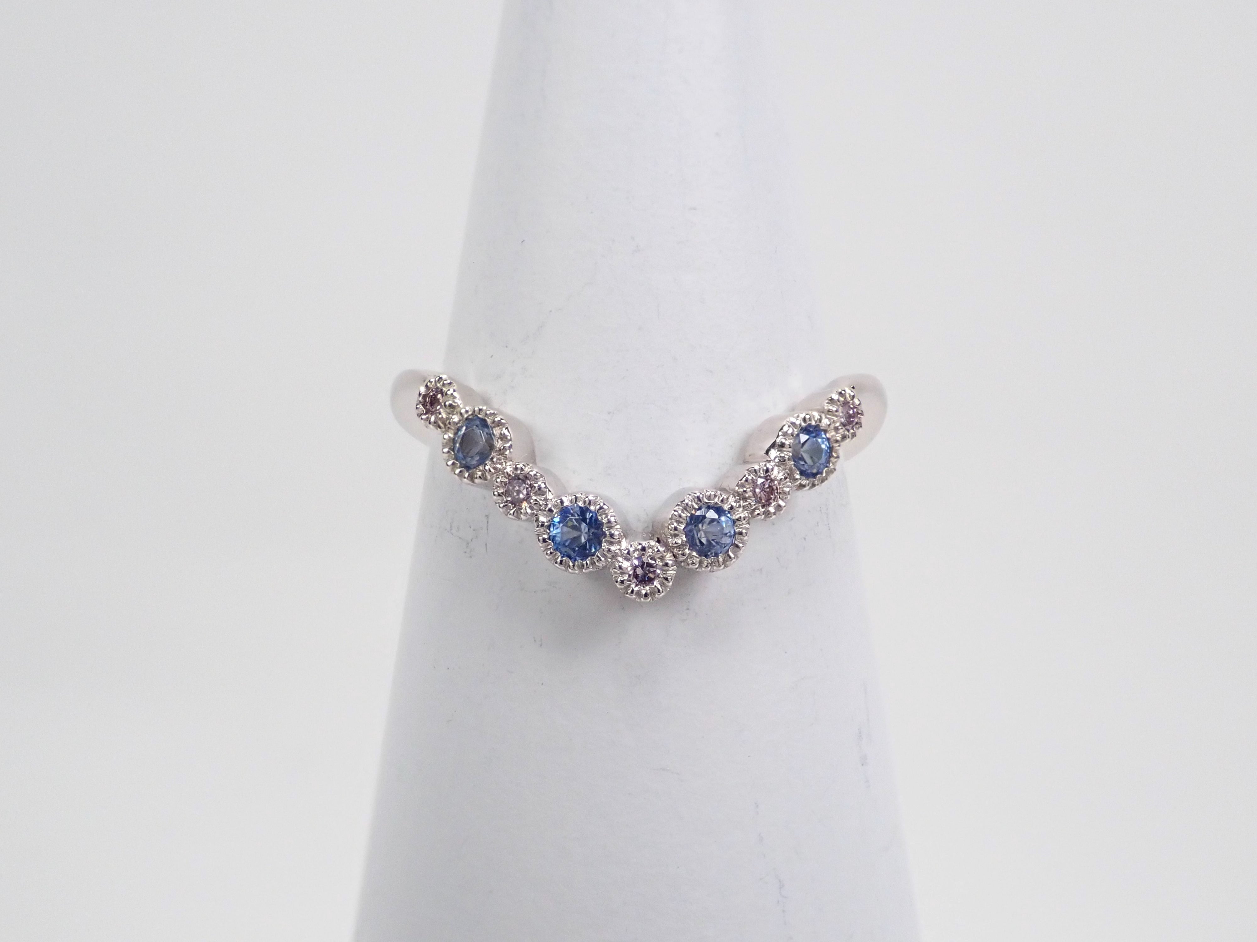 Pt900ベニトアイト0.17ct・ピンクダイヤモンドリング