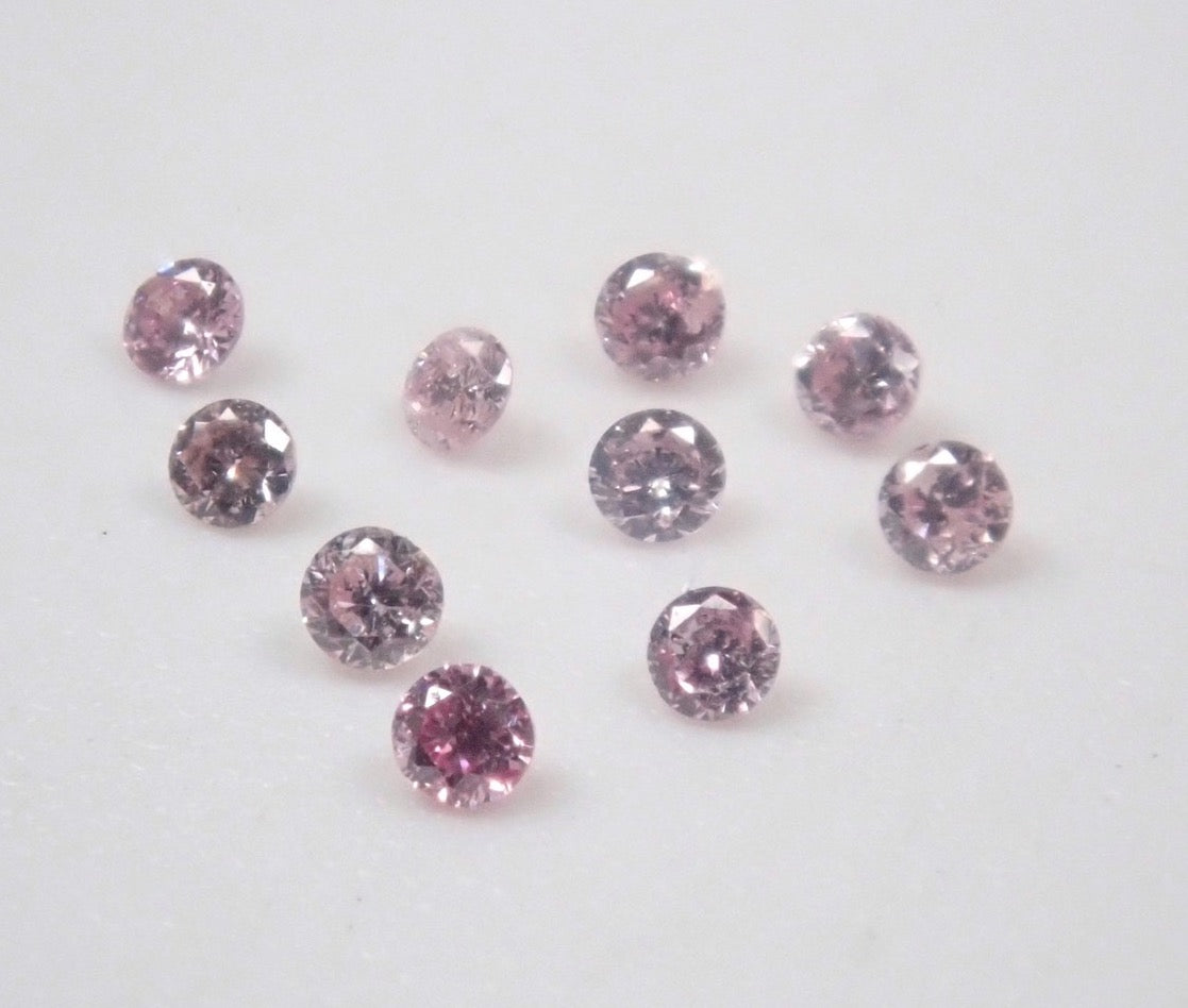 【12/19 22時販売】《限定10石》FANCYカラーやFANCY INTENSEカラーのピンクダイヤモンドメレ1石ルース(1.0mm,ラウンドカット)《複数購入割引有》