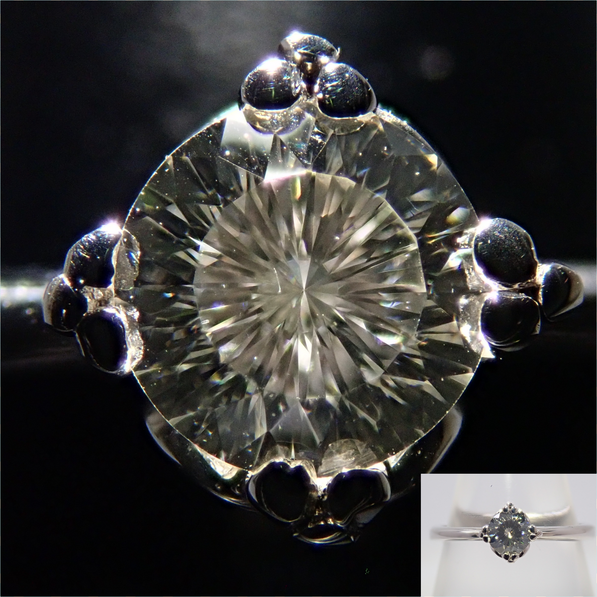 【9/15 22時販売】【カラフリ】K18WG 特殊カットダイヤモンド 4.5mm/0.327ct(VS-1、Iカラー)リング 中宝