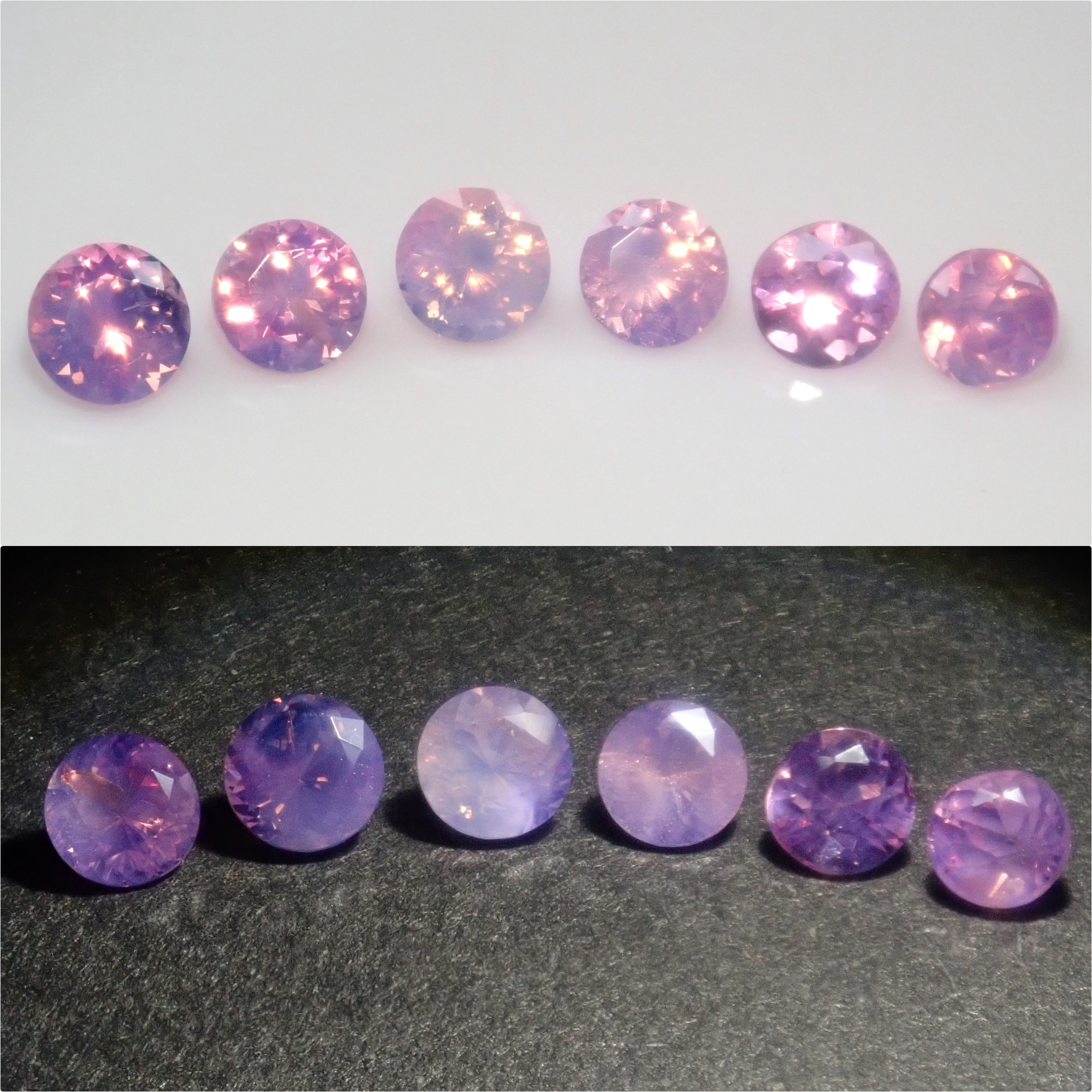 【1/30 22時販売】《限定6石》ベトナム産シルキーピンクサファイア(サンジェ氏カット,ラウンド,3.0~3.3mm)ガチャ《複数購入割引有》