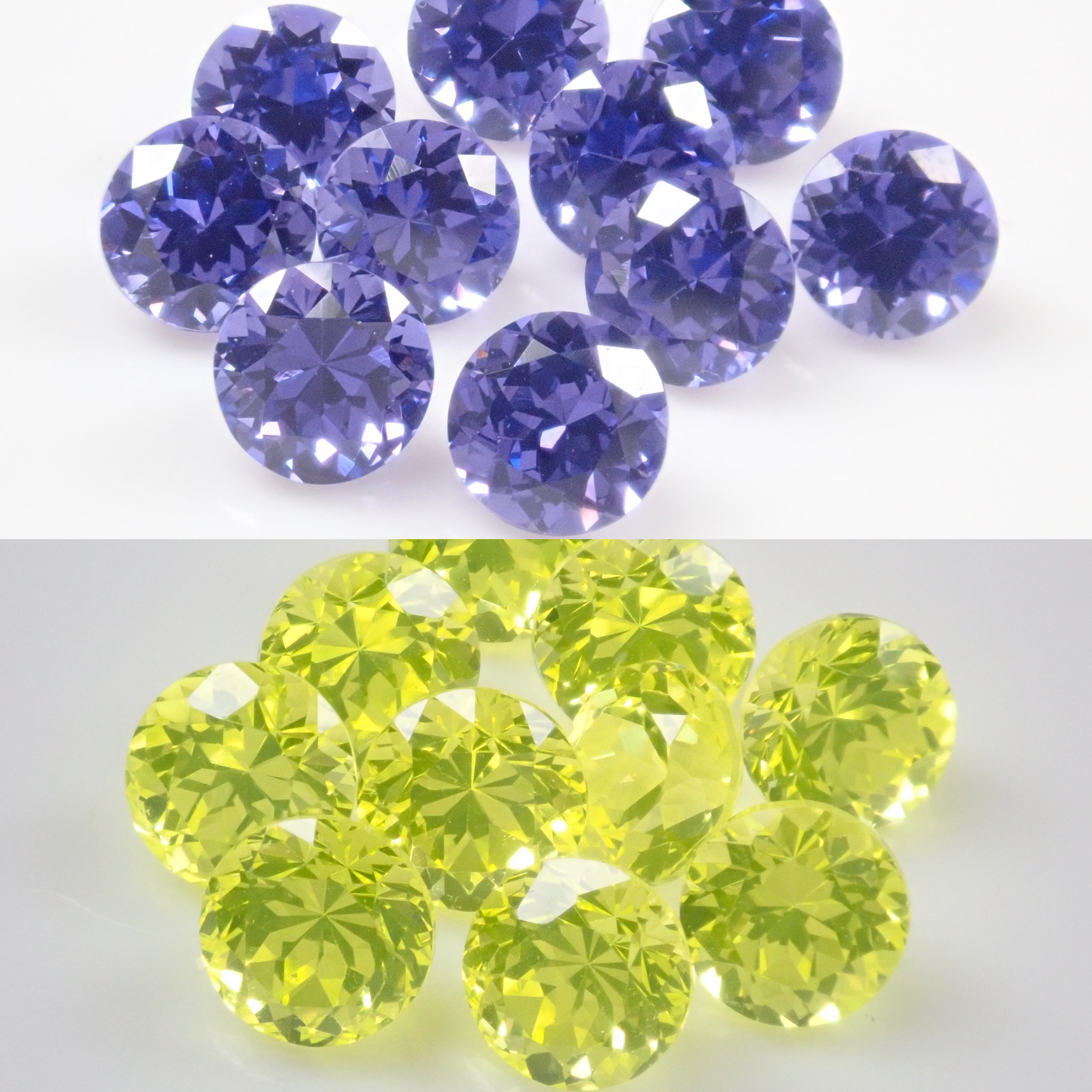 《10石限定》YAG(イットリウムアルミニウムガーネット)2石セット(カナリーイエロー&ネオンパープル,4mm)《複数購入割引有》