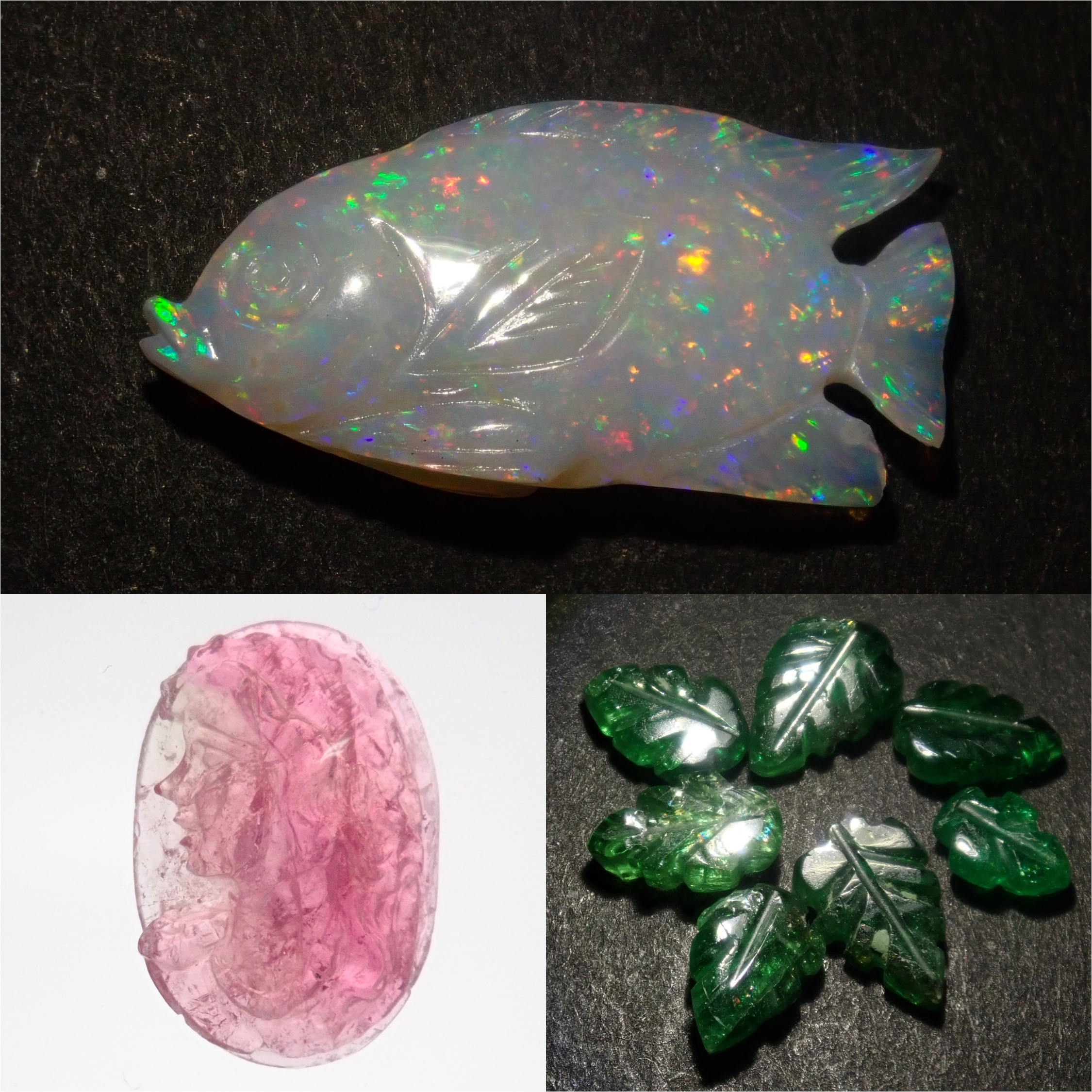 【11/8 22時販売】《限定9石》カービングガチャ(オパール、トルマリン、ツァボライトガーネット) 1石ルース《複数購入割引有》