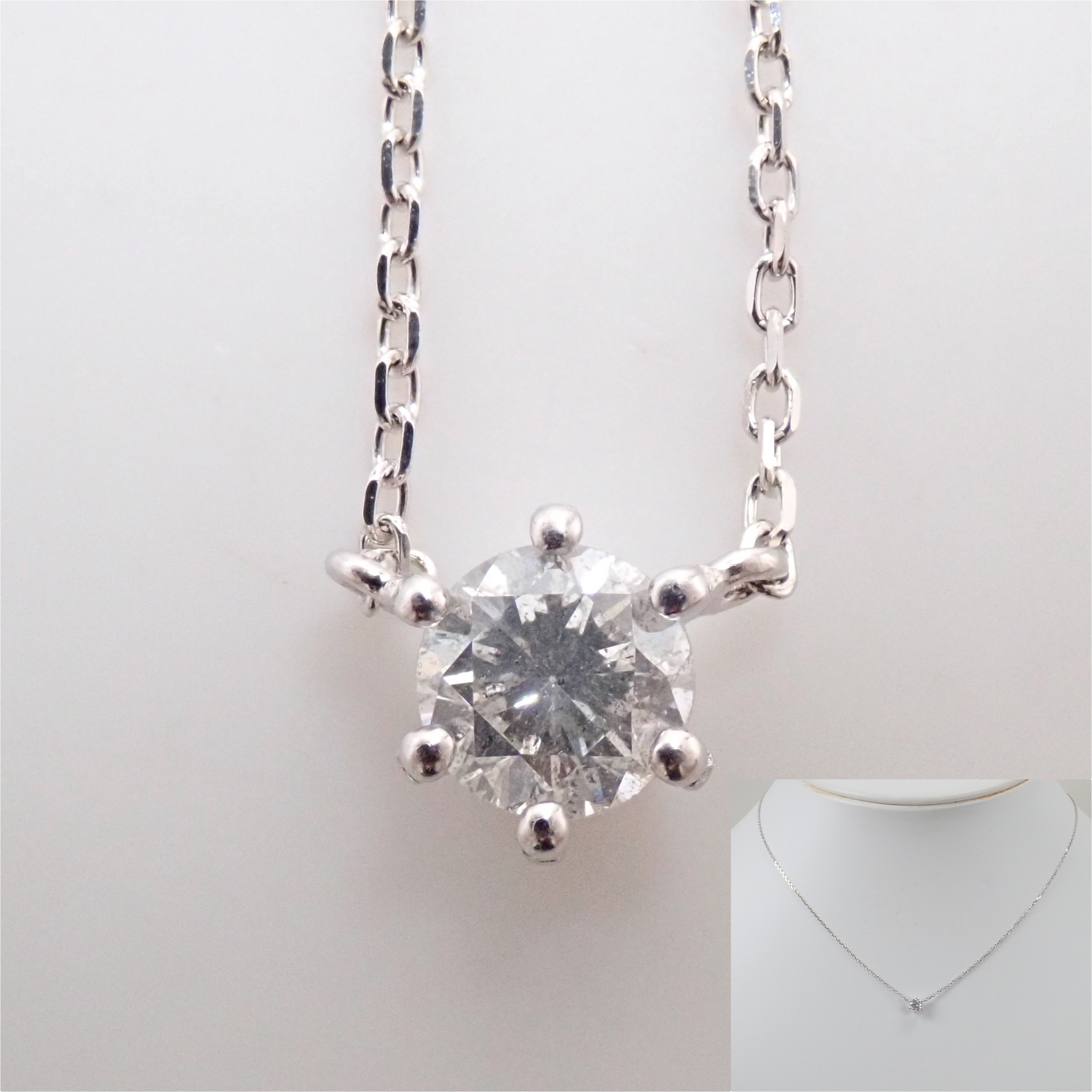Pt900/Pt850 ダイヤモンド 4.0mm/0.29ct 一粒ペンダント（ネックレス）