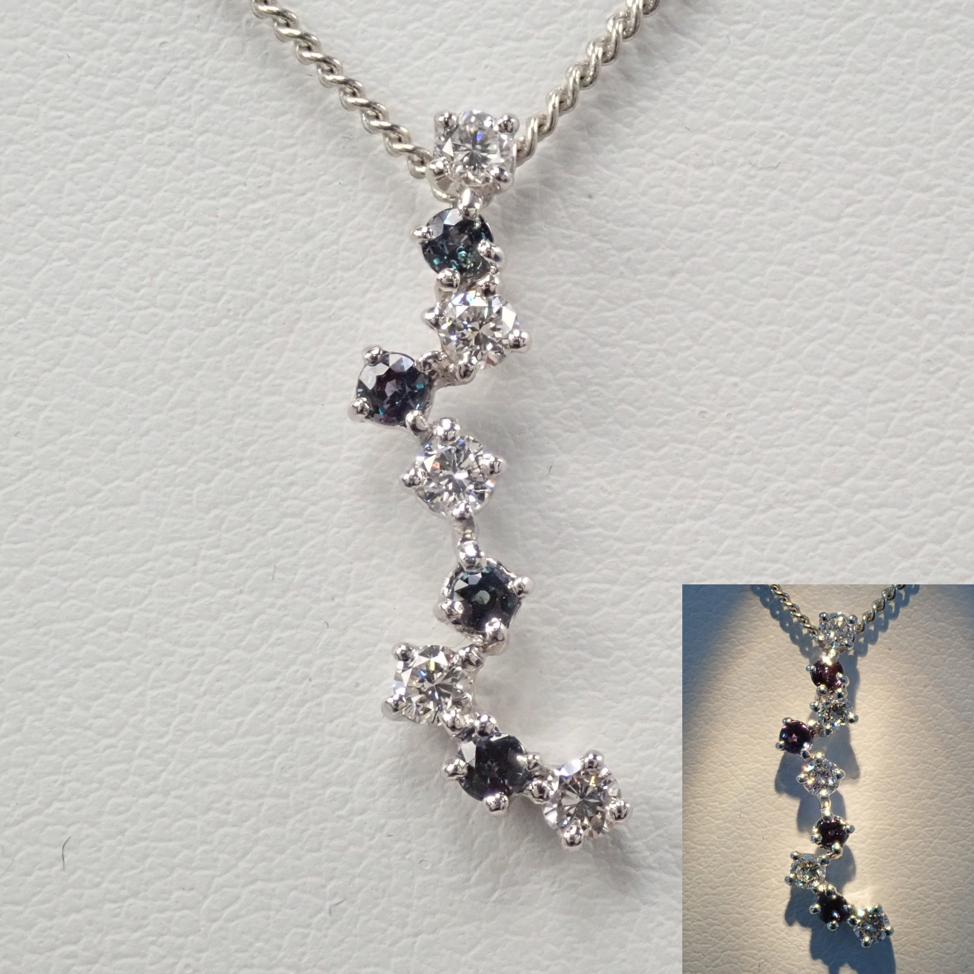 Pt900/Pt850 ブラジル産アレキサンドライト 0.2ct ペンダント(ネックレス)