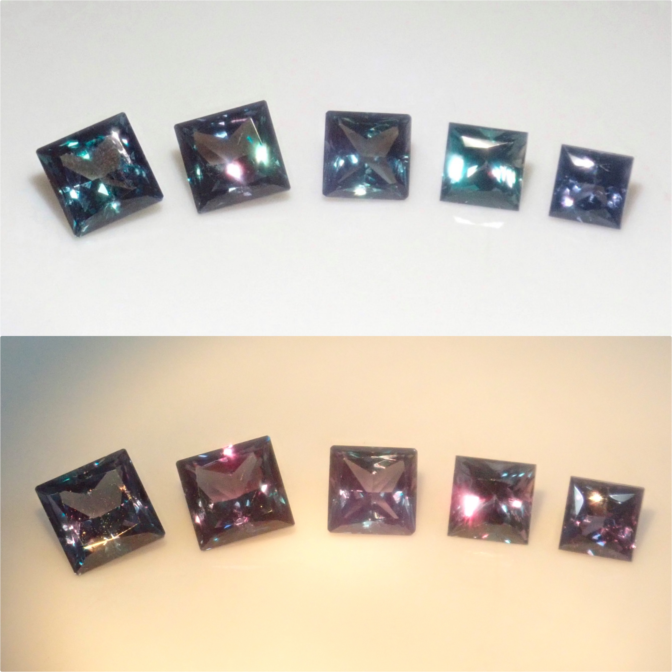 【2/23 22時販売】《限定5石》合成アレキサンドライトガチャ(プリンセスカット,3.5-4.5mm)《複数購入割引有》