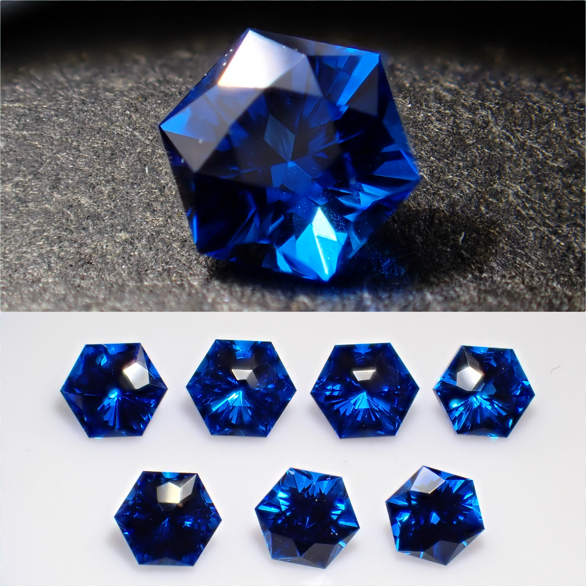 【11/1 22時販売】《限定7石》合成コバルトスピネル(サンジェ氏、ヘキサゴナルカット3mm)《複数購入割引有》