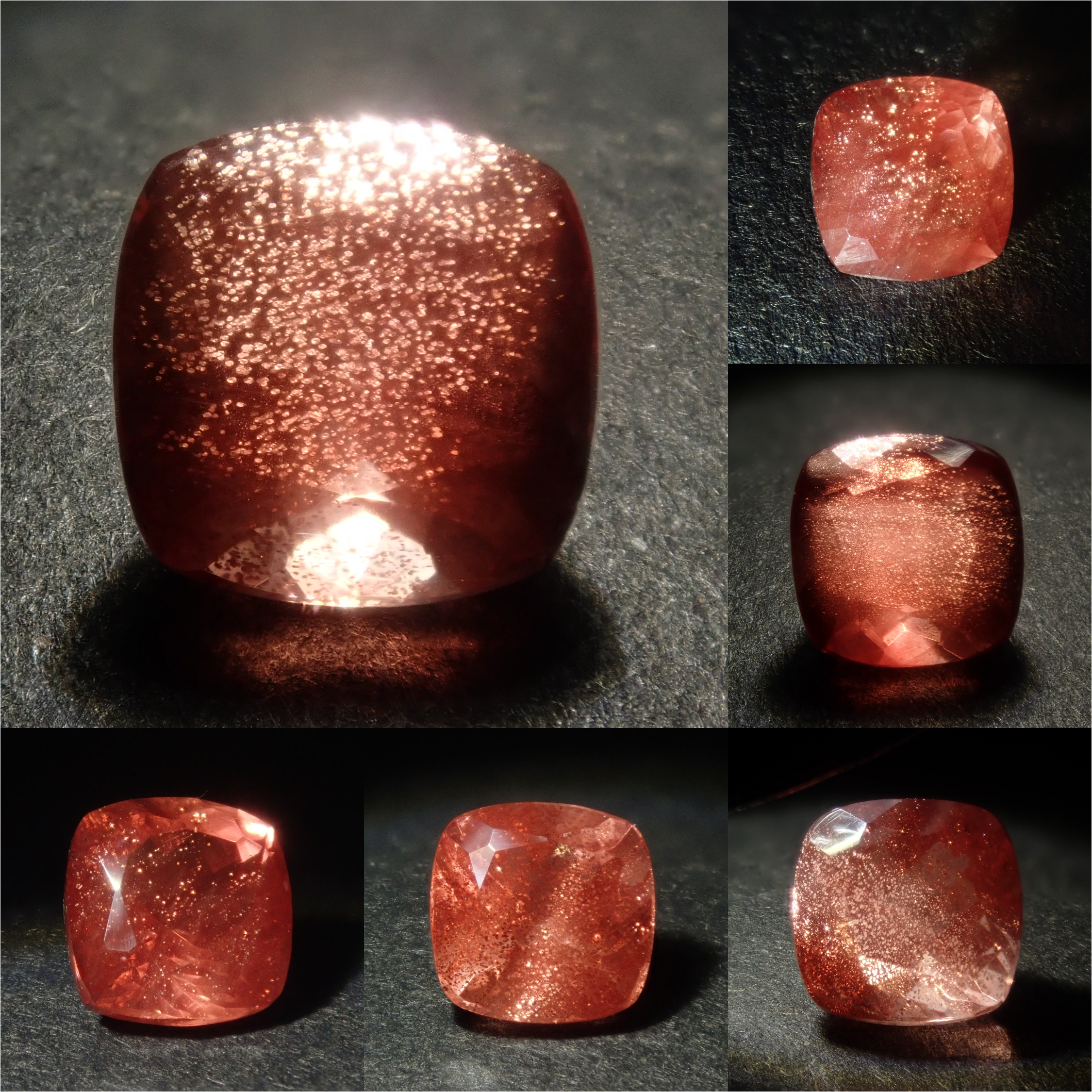 【1/25 22時販売】《限定6石》シラーが綺麗なアメリカ産オレゴンサンストーン💎(クッションカット,6×6mm)《複数購入割引有》