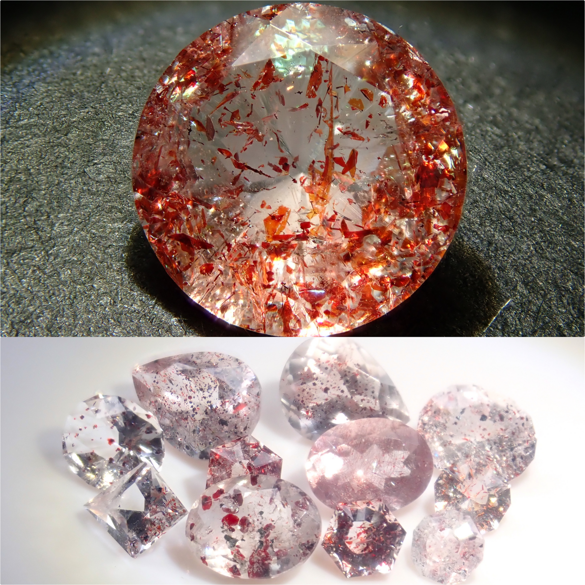 レピドクロサイトインクォーツ (虹色サンストーン入り) 天然石 レピ