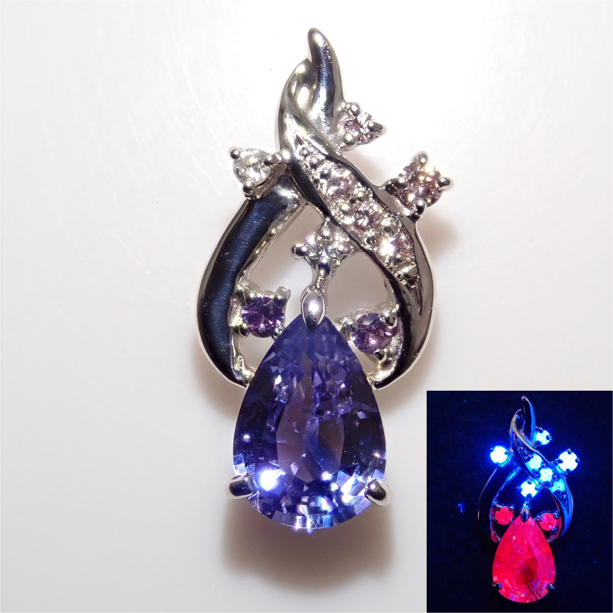 Pt950 バイカラーサファイア ペンダントトップ（ネックレストップ）