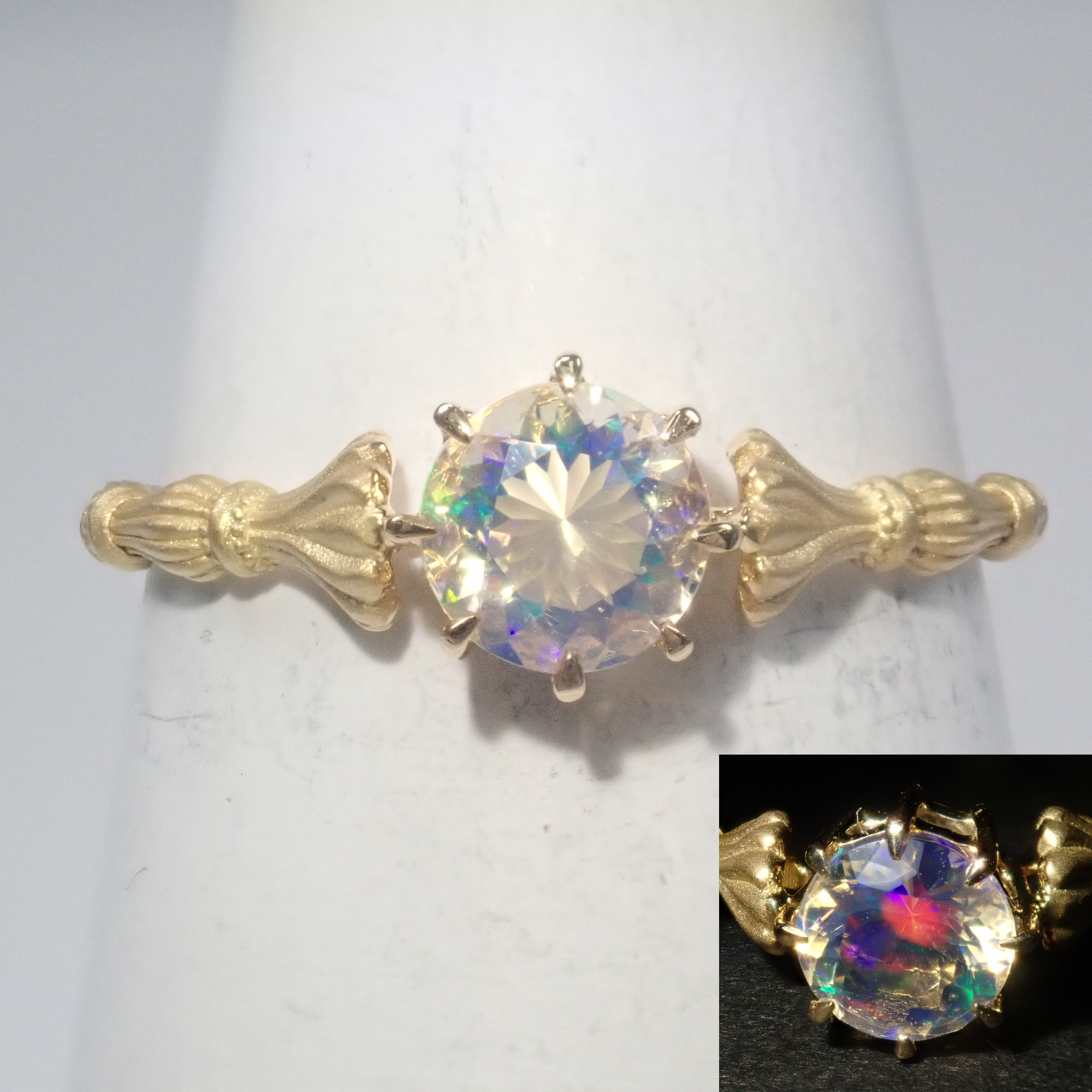 K18YG ウォーターオパール(ファセットカット) 0.358ct リング