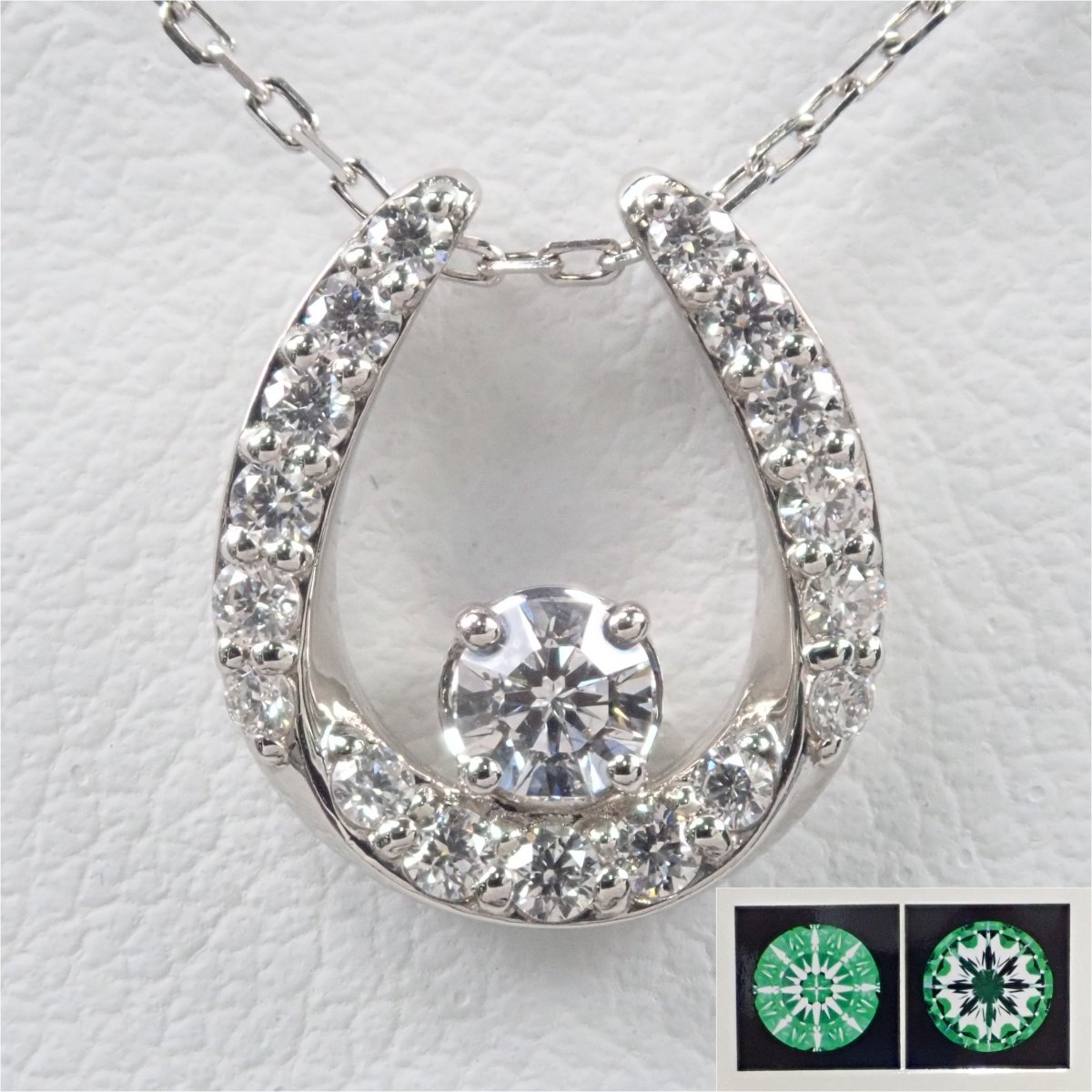 K18WG フラワー ダイヤモンド 0.12ct ネックレス - ネックレス