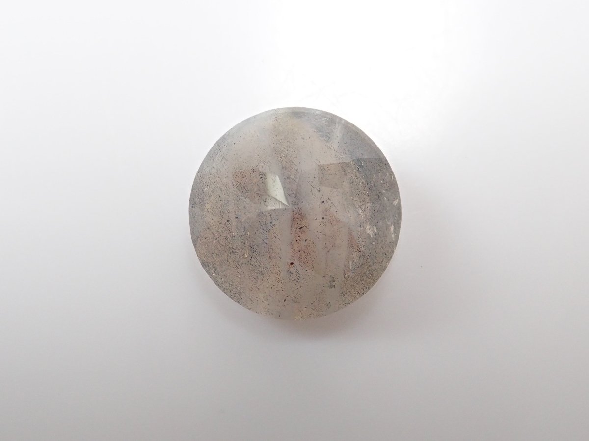 【カメリアカット】カナダ産ラブラドライト(通称名:ブルームーンストーン) 12mm/5.660ct《コラボ》ルース ワッペン付 - カラッツSTORE