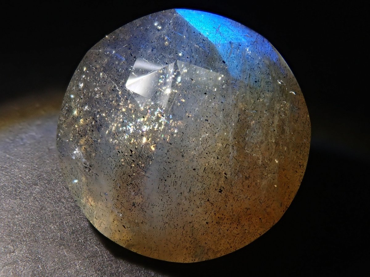 【カメリアカット】カナダ産ラブラドライト(通称名:ブルームーンストーン) 14mm/9.947ct《コラボ》ルース - カラッツSTORE