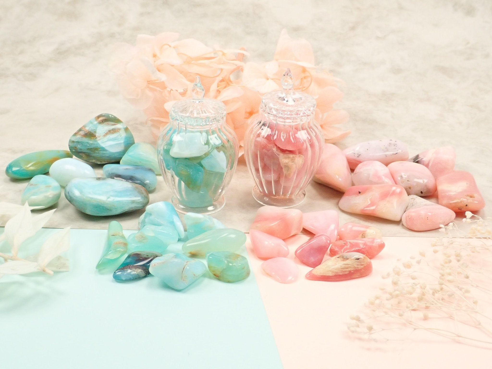 ピンクオパール・ブルーオパール2石セット(小・大サイズ) - KARATZ STORE|カラッツSTORE