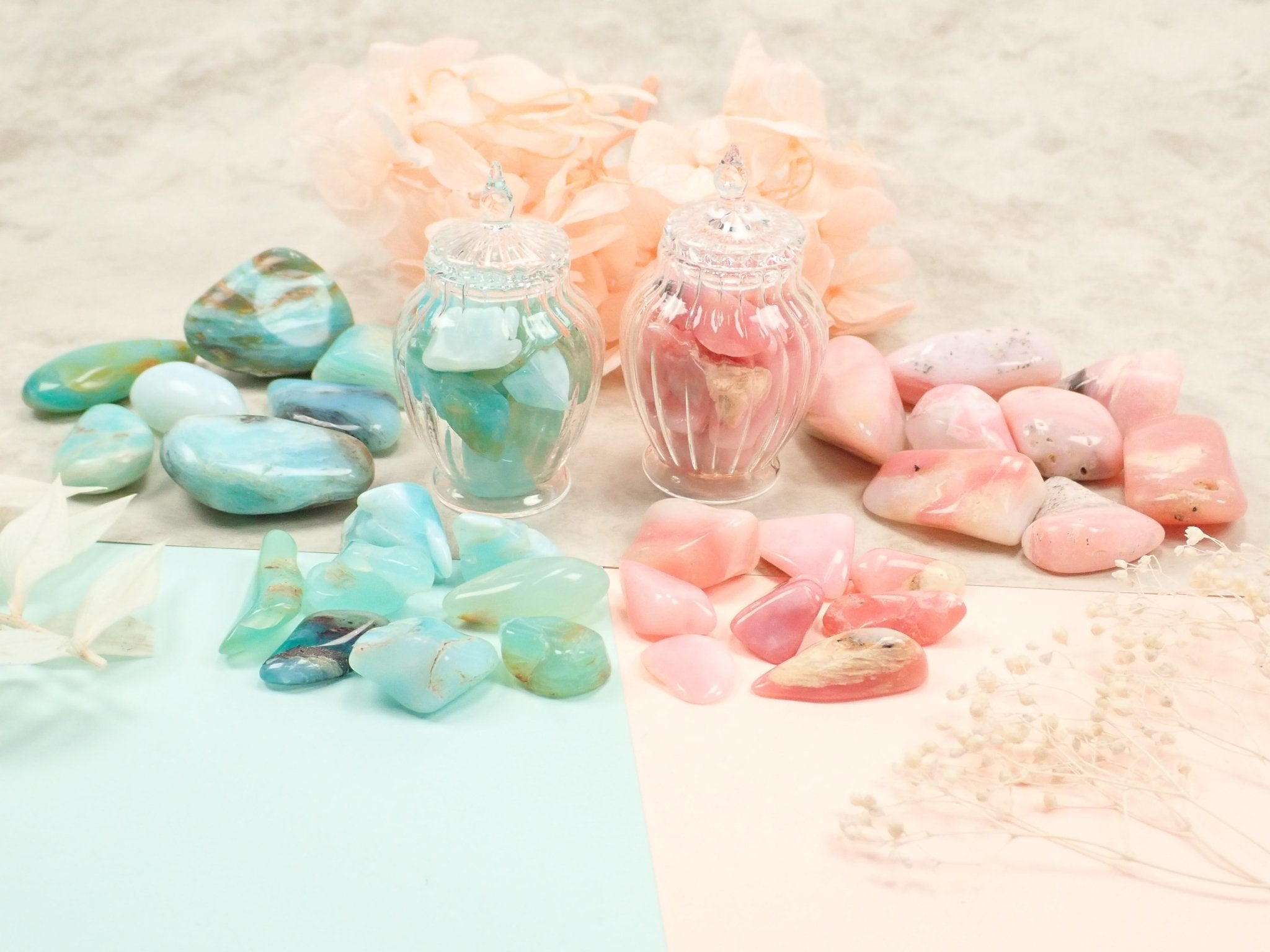 ピンクオパール・ブルーオパール2石セット(小・大サイズ) - KARATZ STORE|カラッツSTORE