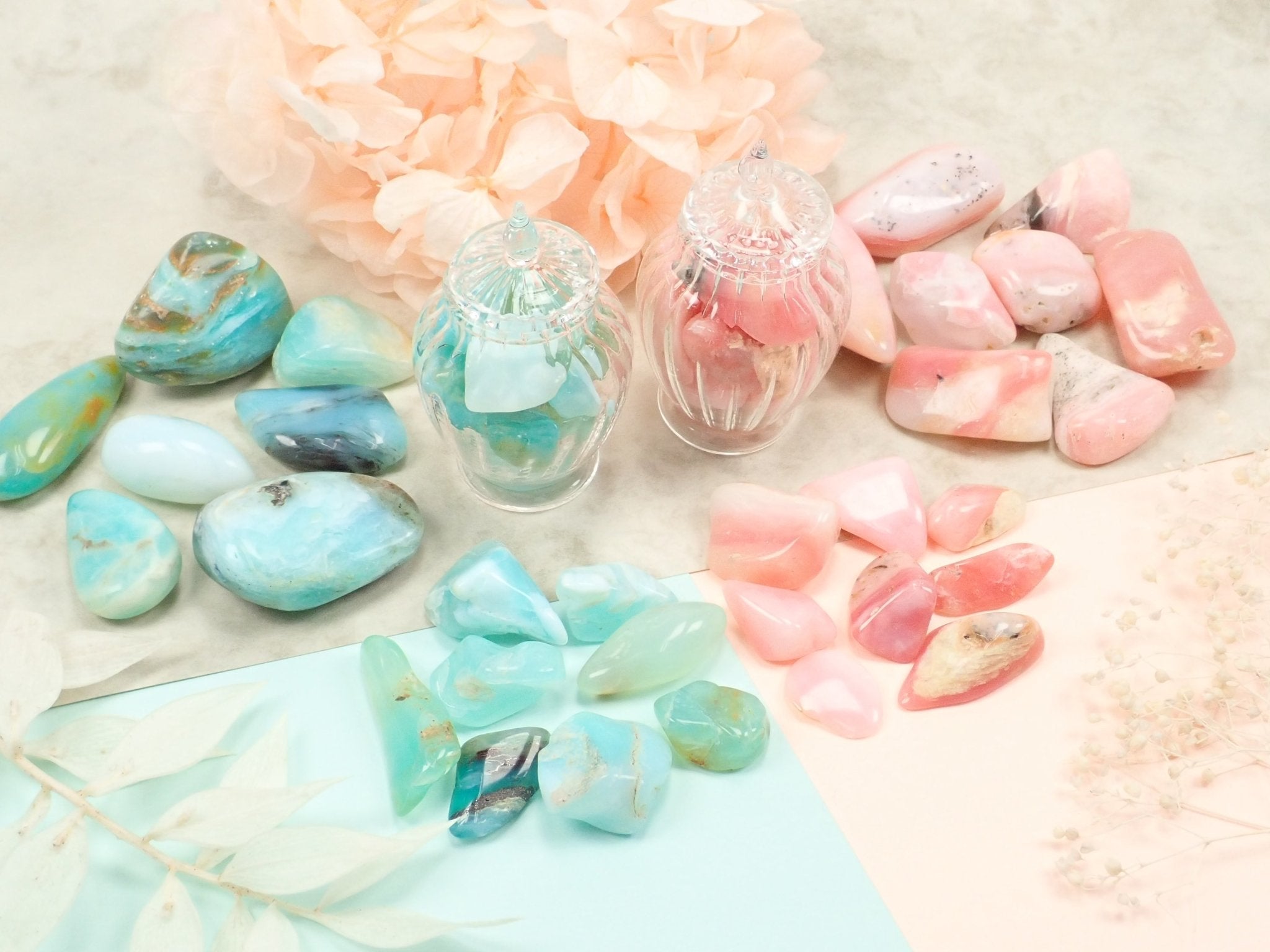 ピンクオパール・ブルーオパール2石セット(小・大サイズ) - KARATZ STORE|カラッツSTORE