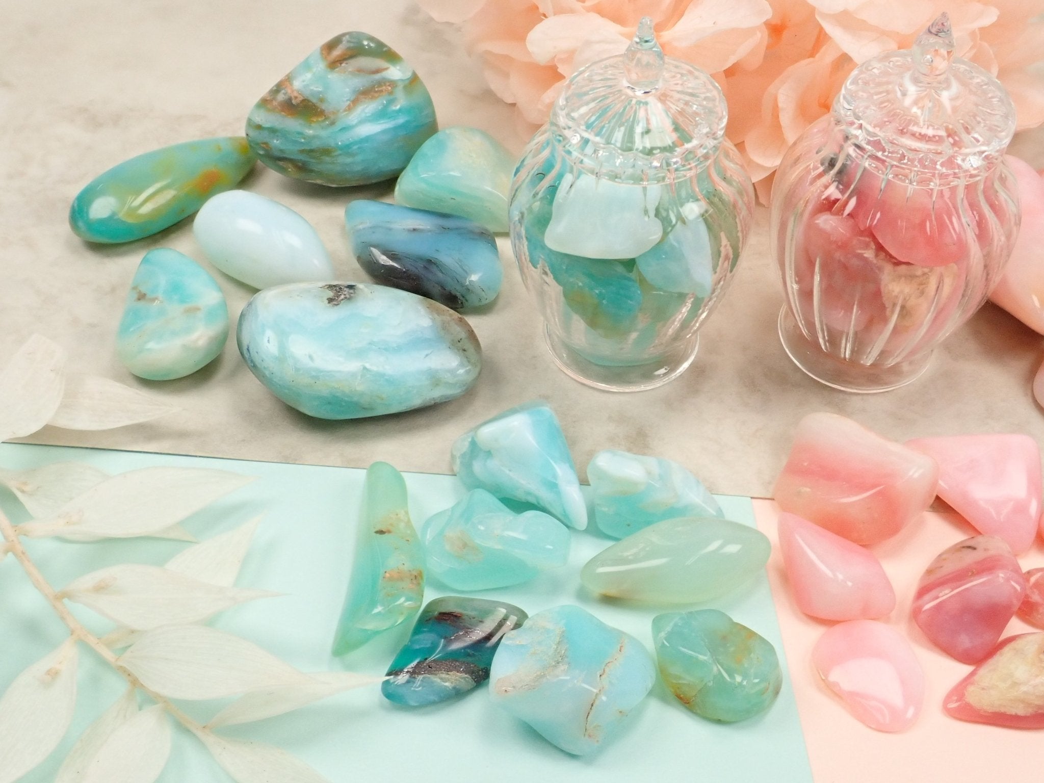 ピンクオパール・ブルーオパール2石セット(小・大サイズ) - KARATZ STORE|カラッツSTORE