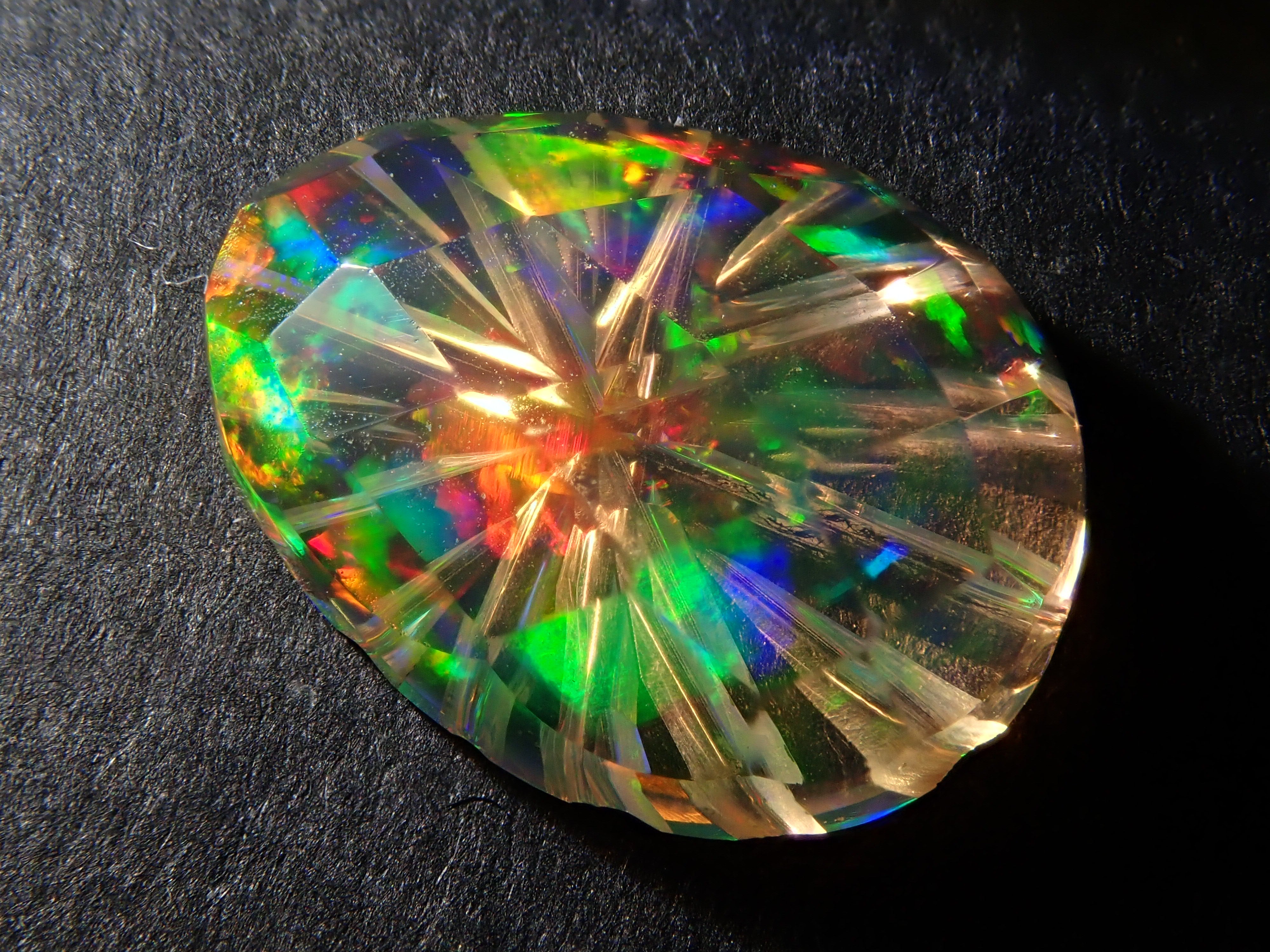【甲州貴石切子】メキシコ産ファイアオパール 1.318ct《コラボ》ルース ワッペン付