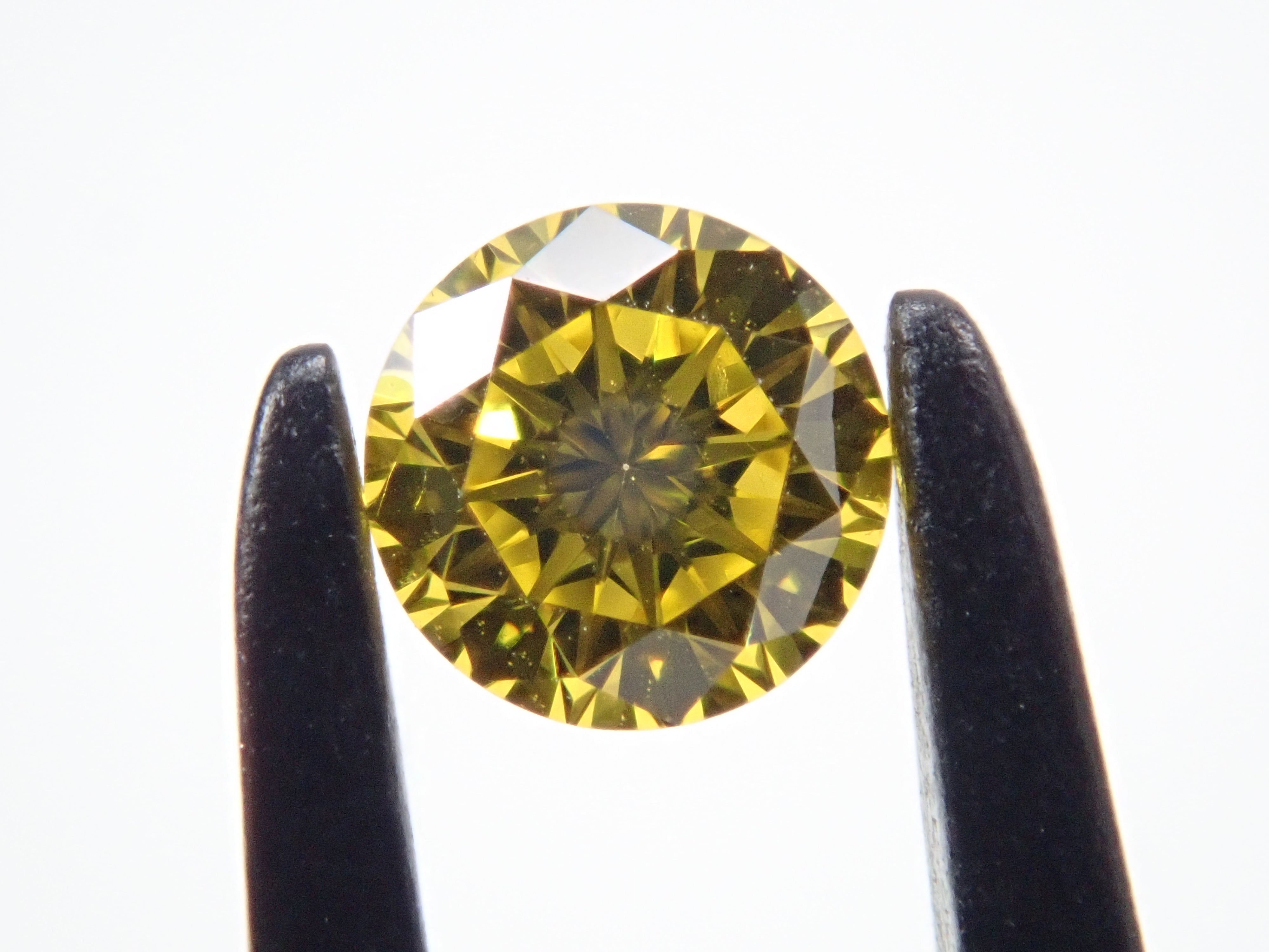 イエローダイヤモンド(トリートメント) 0.247ctルース(FANCY INTENSE GREENISH YELLOW, SI2)