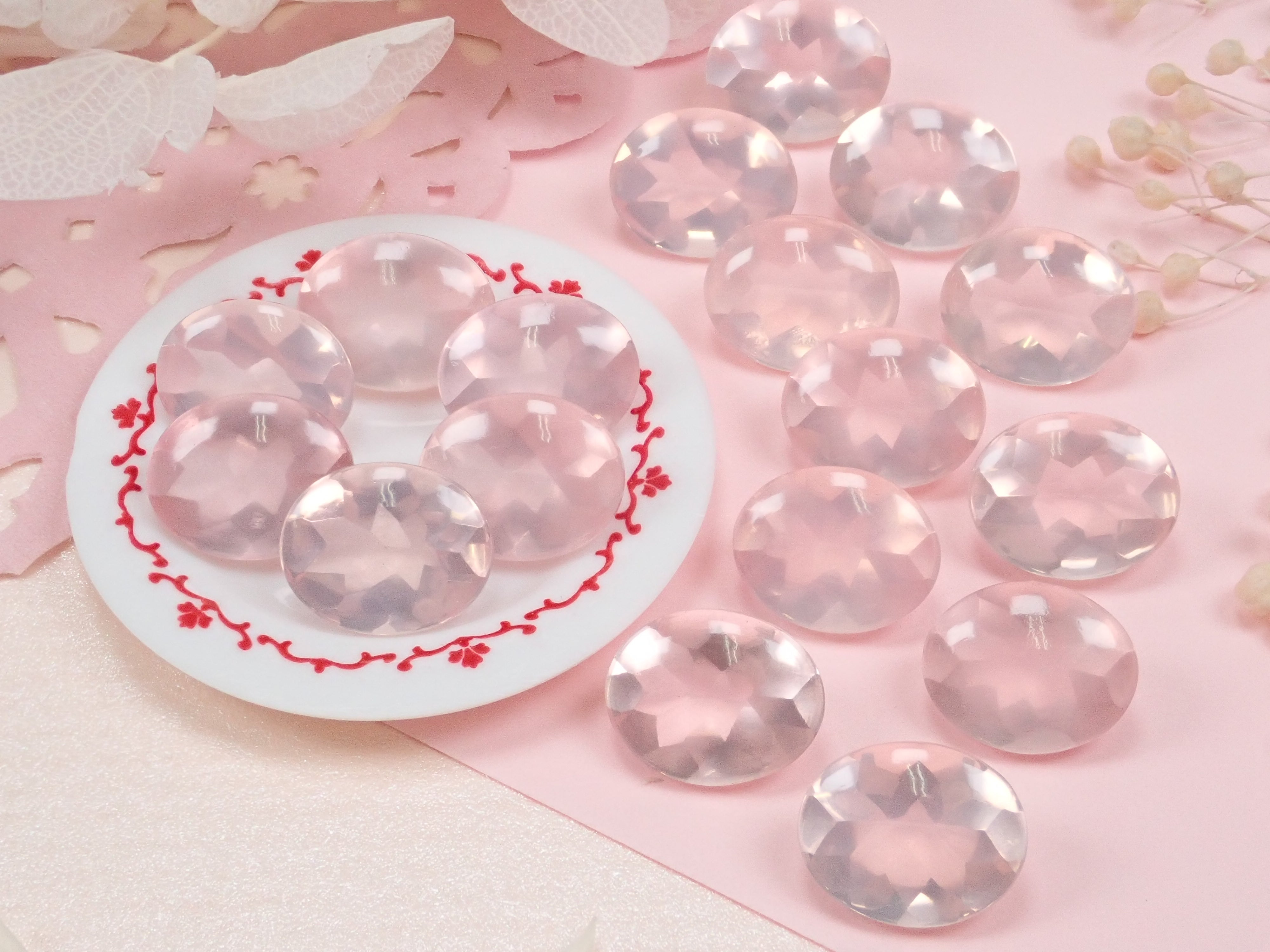 ローズクォーツ1石ルース(バフトップ,10×8mm or 12×10mm)