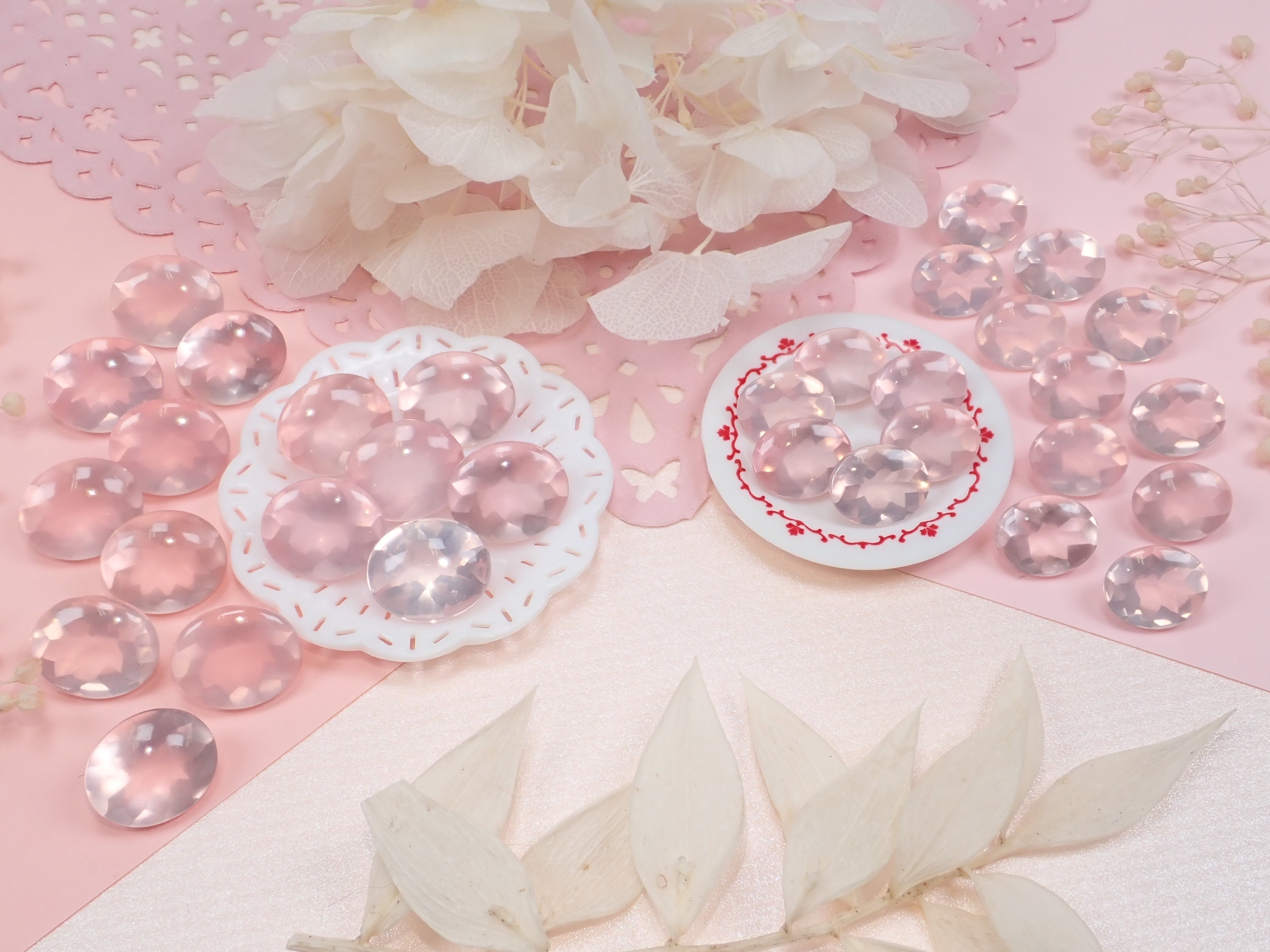 ローズクォーツ1石ルース(バフトップ,10×8mm or 12×10mm)