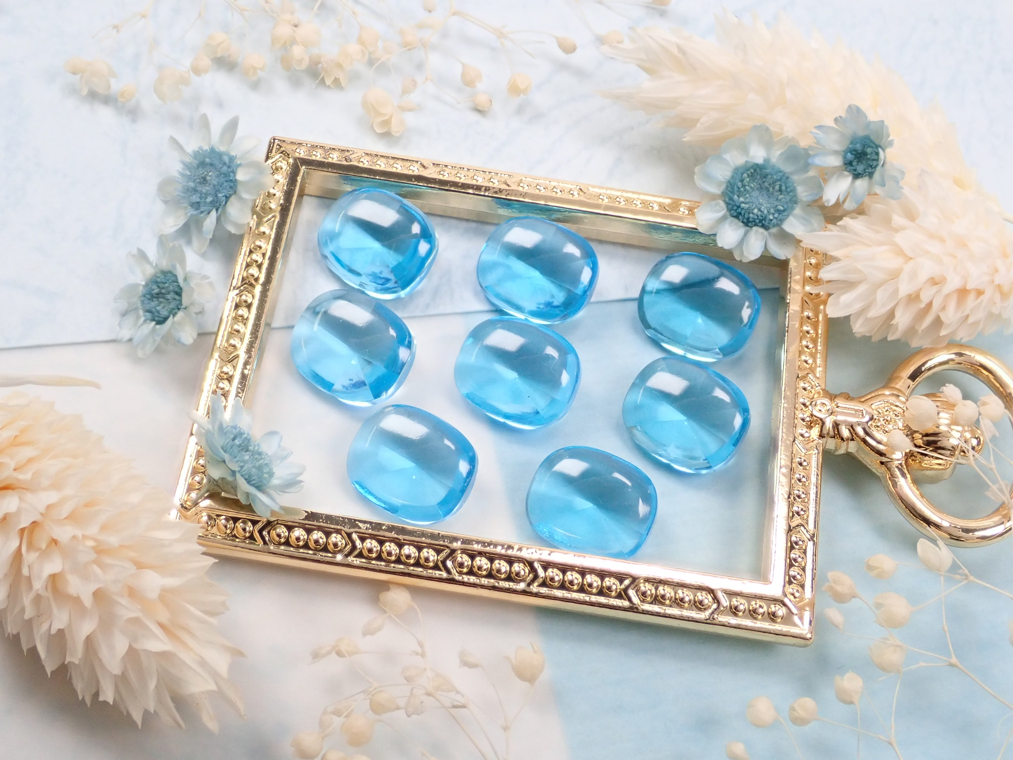 スイスブルートパーズ1石(9.5×8mm,特殊カット)《複数購入割引有》