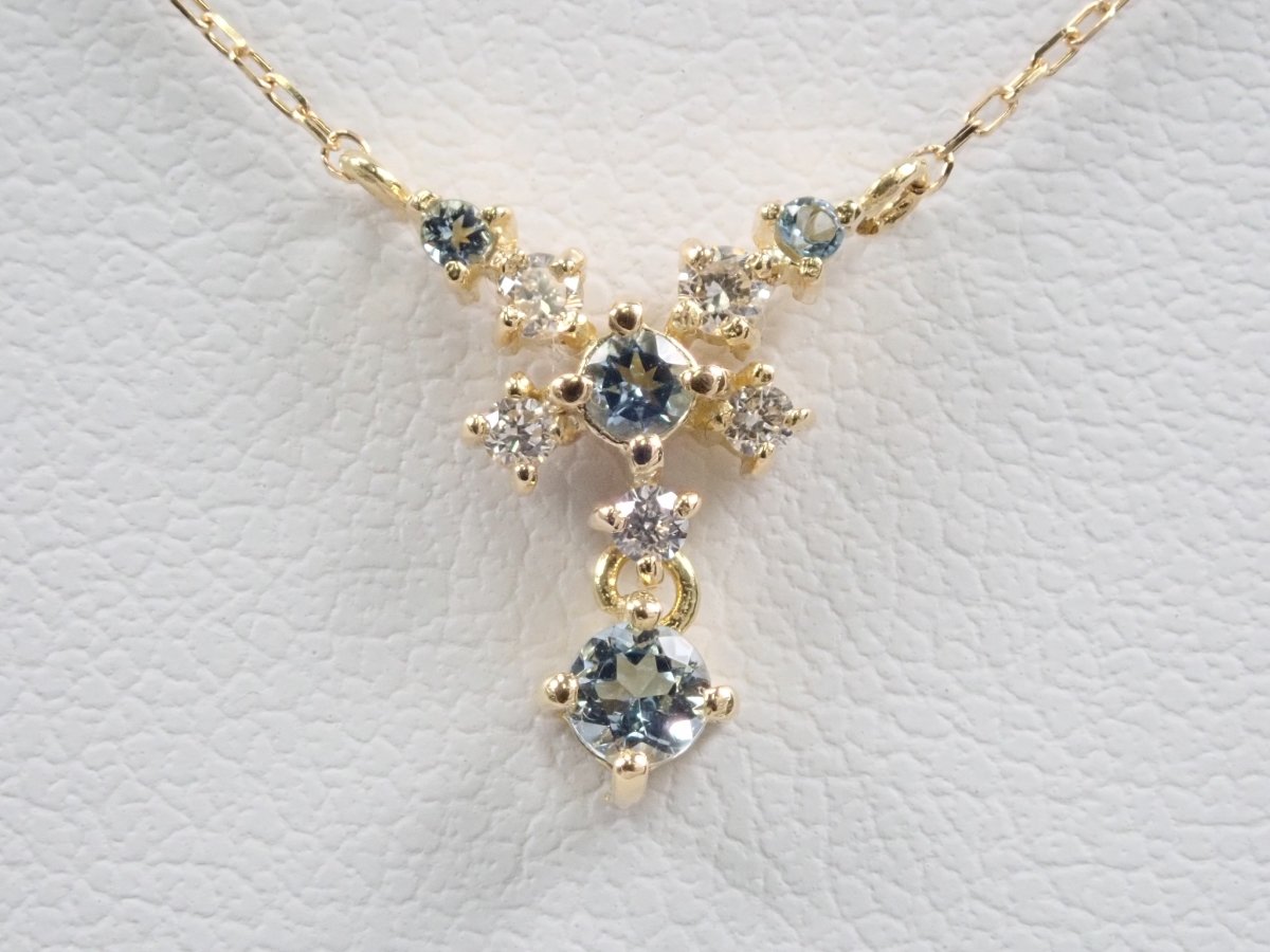 K18アクアマリン0.10ct ペンダント(ネックレス) - カラッツSTORE