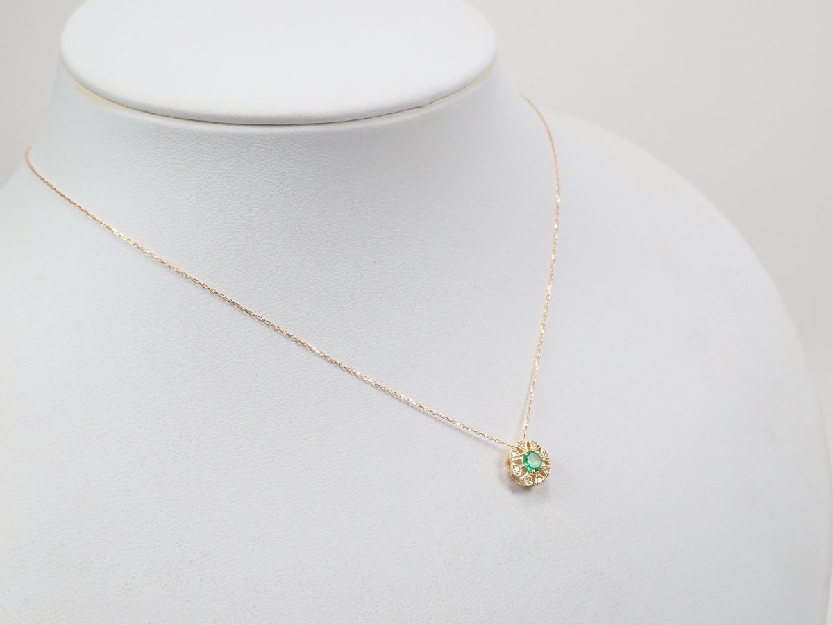 K18エメラルド0.17ct ペンダント(ネックレス) - カラッツSTORE