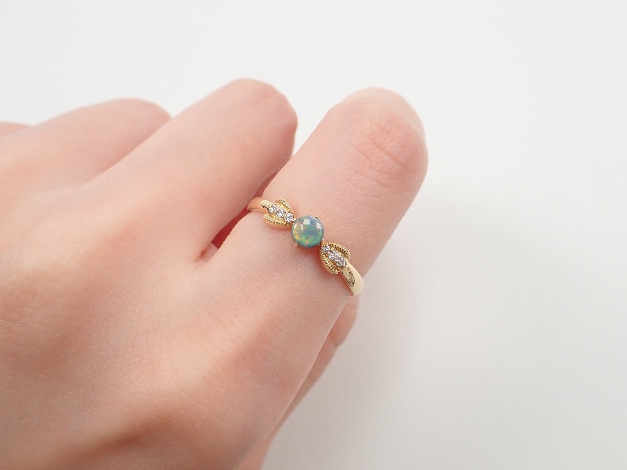K18ブラックオパール0.23ct リング - KARATZ STORE|カラッツSTORE