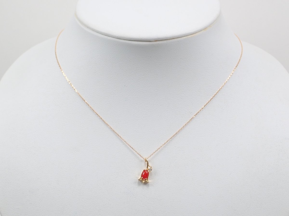 K18血赤珊瑚0.24ct ペンダント(ネックレス) - カラッツSTORE