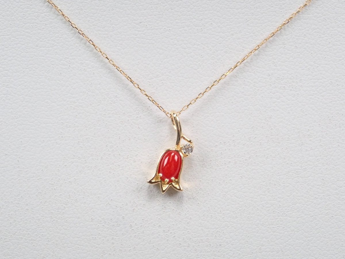 K18血赤珊瑚0.24ct ペンダント(ネックレス) - カラッツSTORE