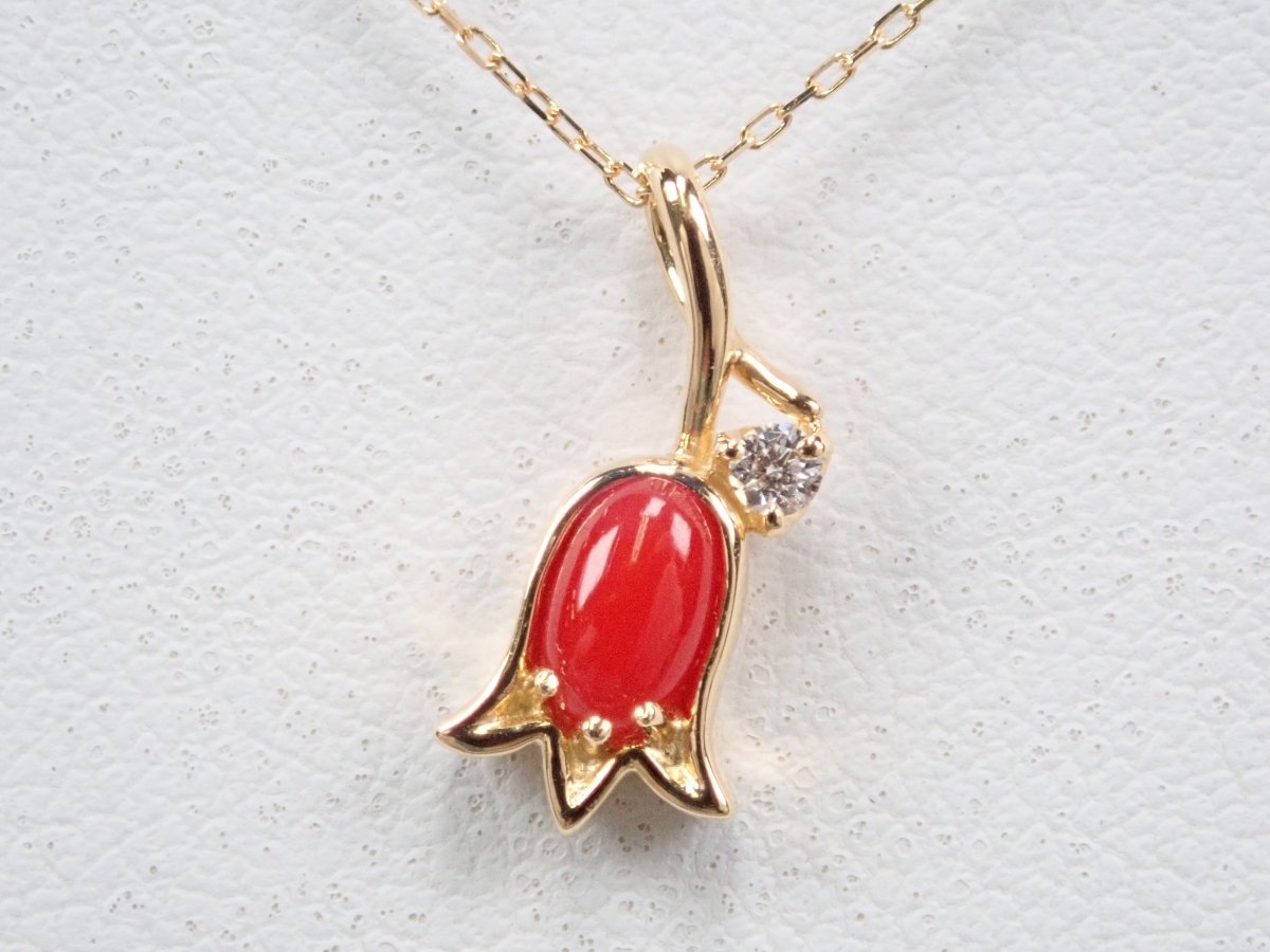 K18血赤珊瑚0.24ct ペンダント(ネックレス) - カラッツSTORE