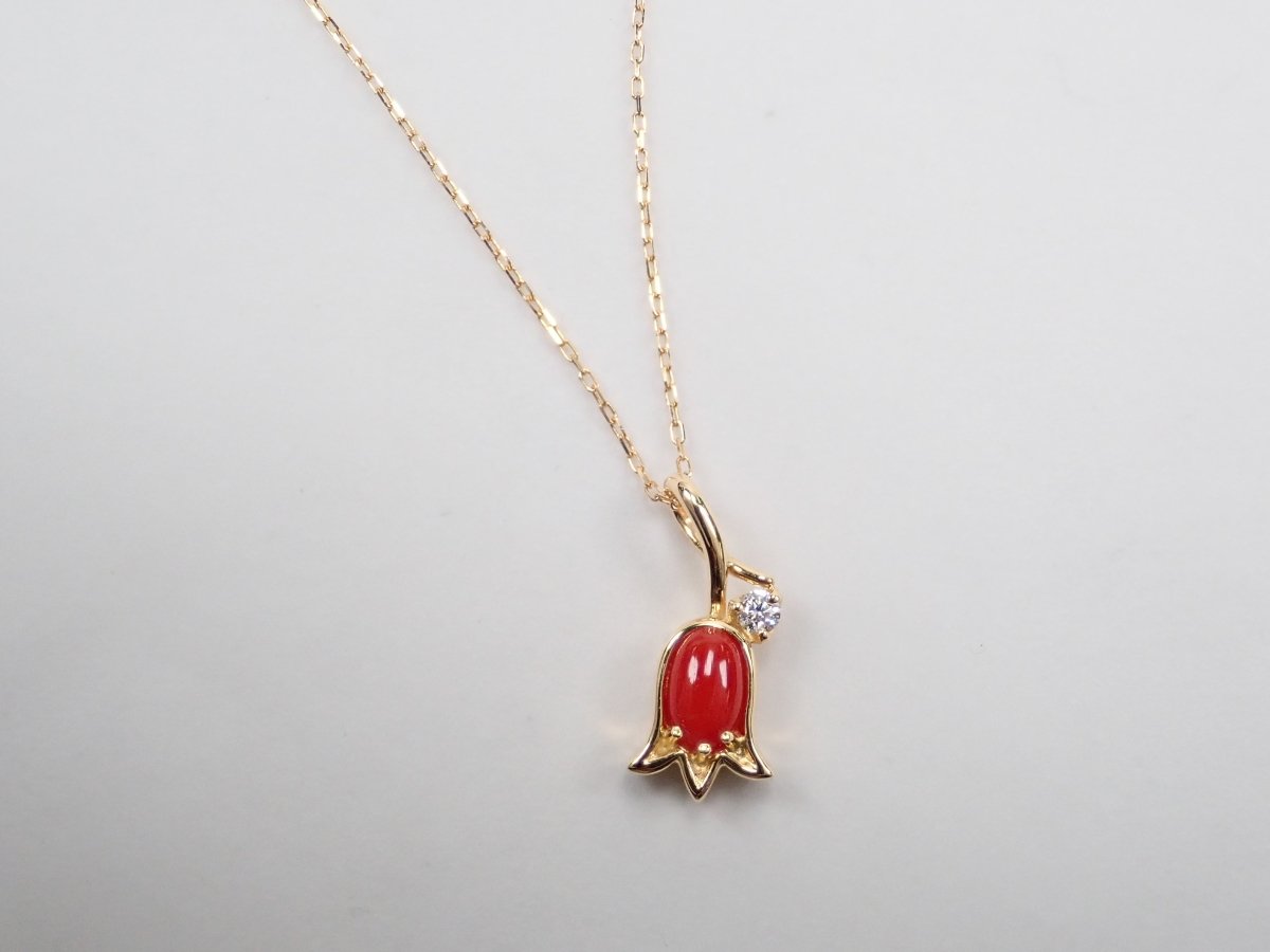 K18血赤珊瑚0.24ct ペンダント(ネックレス) - カラッツSTORE