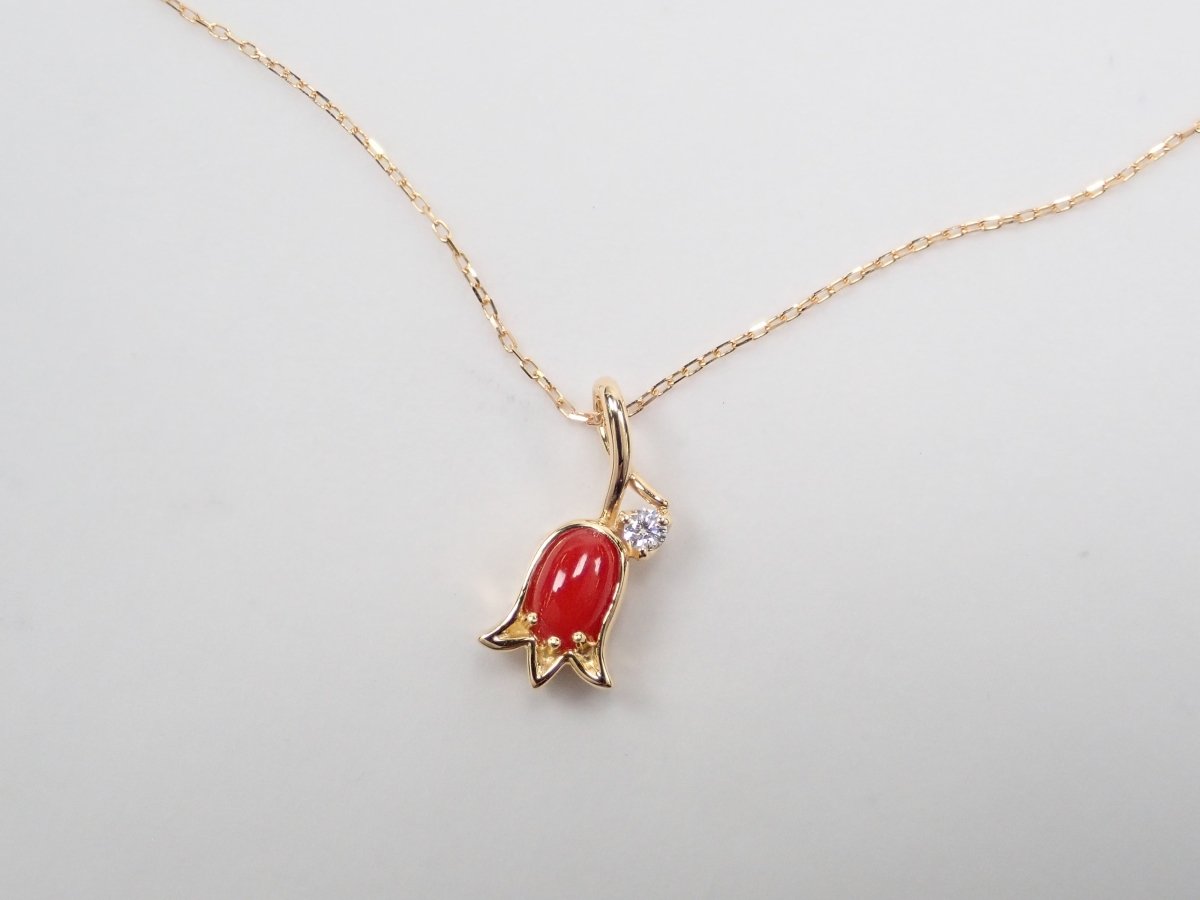 K18血赤珊瑚0.24ct ペンダント(ネックレス) - カラッツSTORE