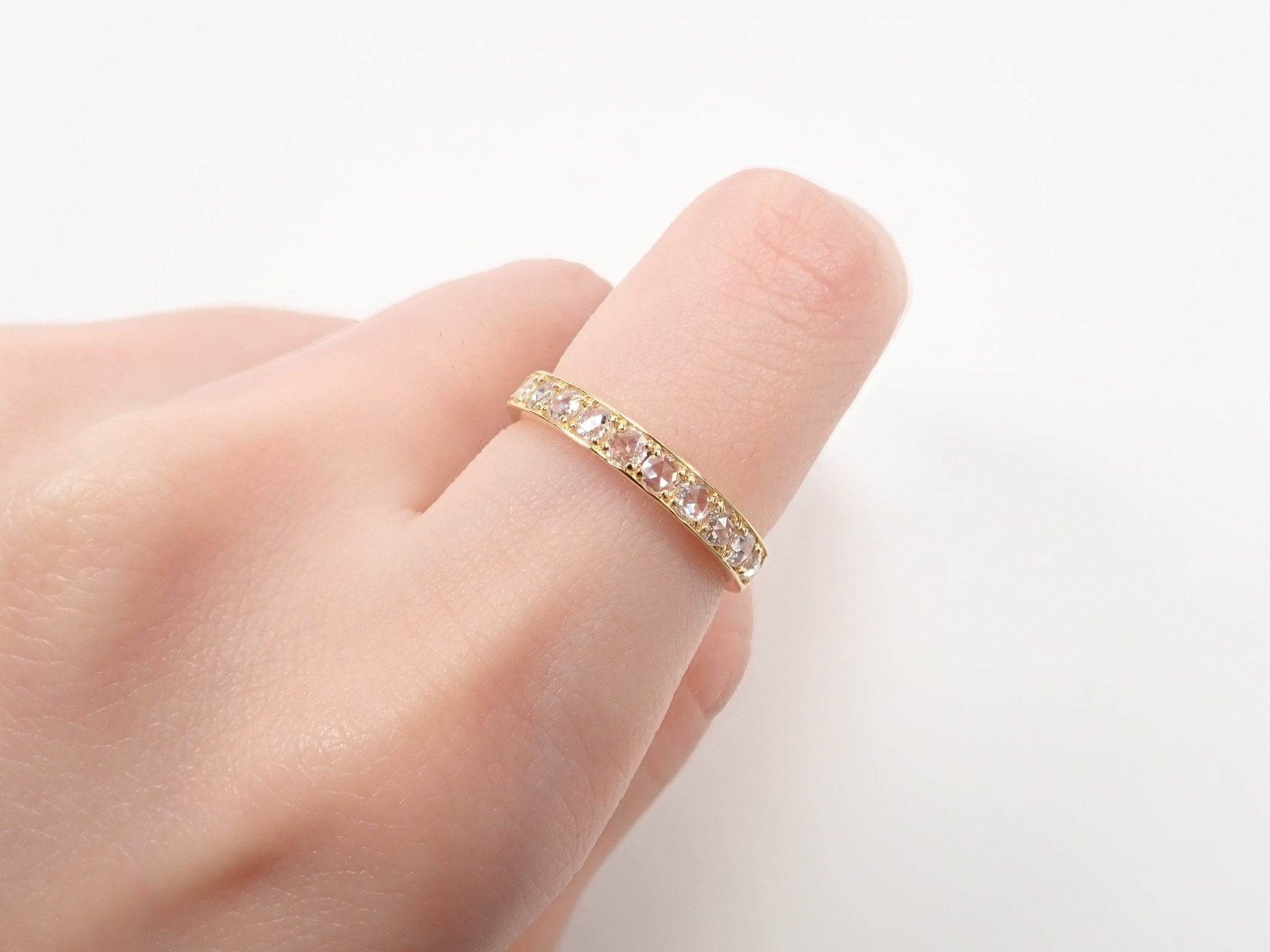 K18ローズカットダイヤモンド0.30ct ハーフエタニティリング - KARATZ STORE|カラッツSTORE