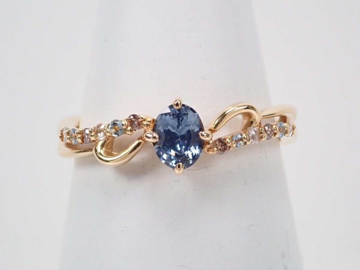 K18ブルースピネル0.31ct・ローズカットダイヤモンド・アクアマリンリング - カラッツSTORE