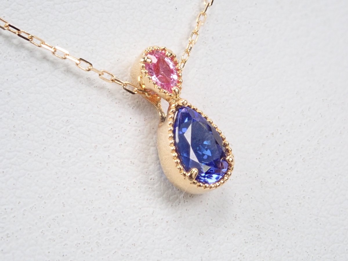K18タンザナイト0.62ct・ピンクサファイア ペンダント(ネックレス) - カラッツSTORE