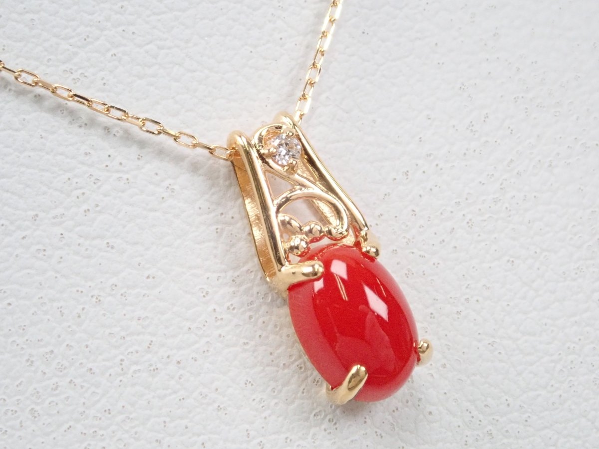 K18血赤珊瑚0.77ct ペンダント(ネックレス) - カラッツSTORE