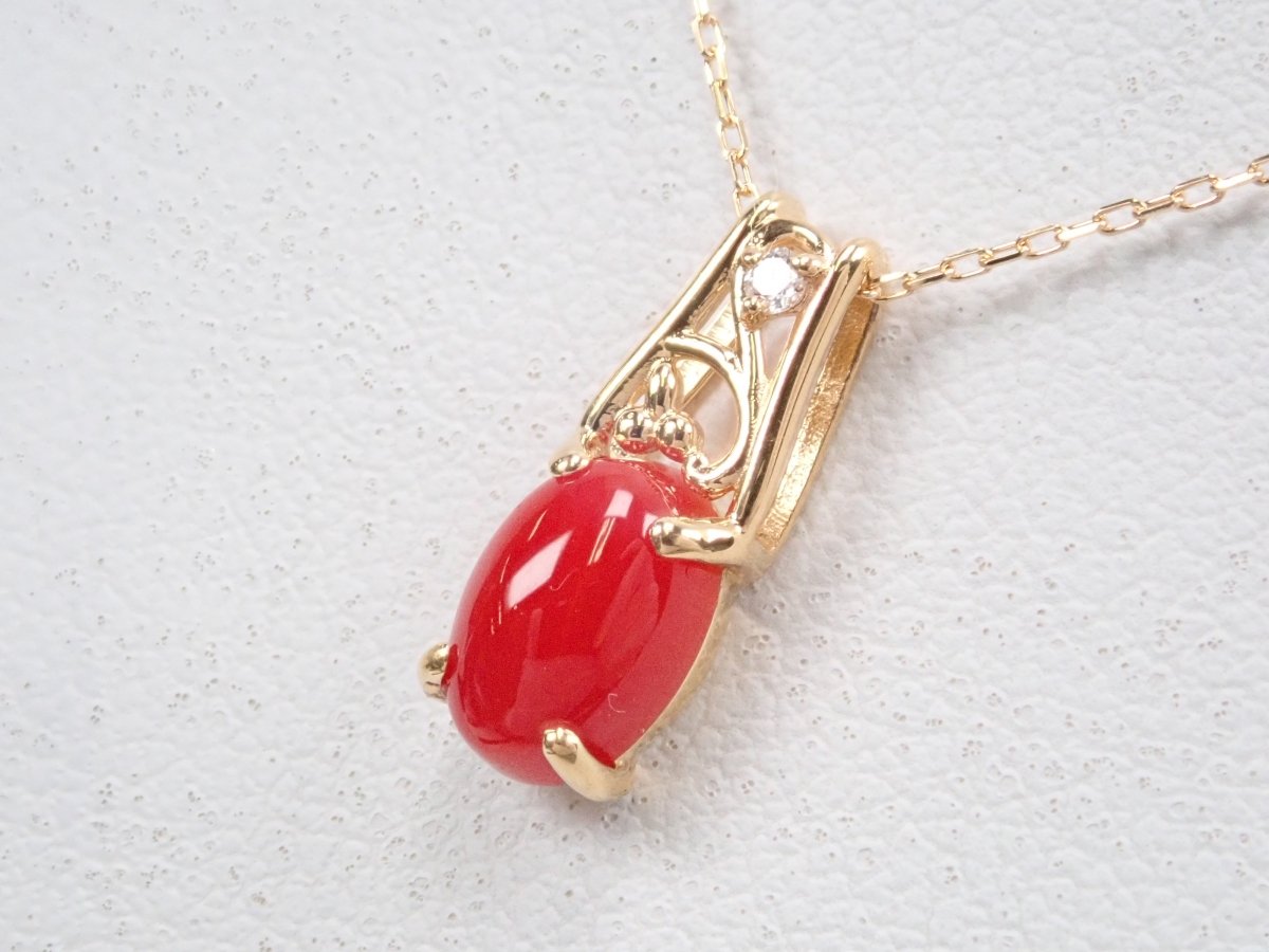 K18血赤珊瑚0.77ct ペンダント(ネックレス) - カラッツSTORE