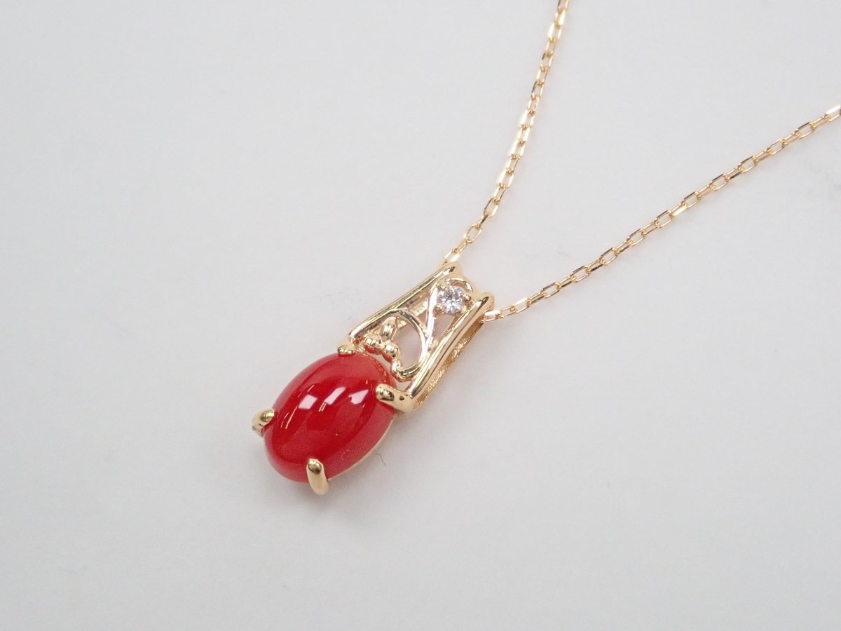 K18血赤珊瑚0.77ct ペンダント(ネックレス) - カラッツSTORE