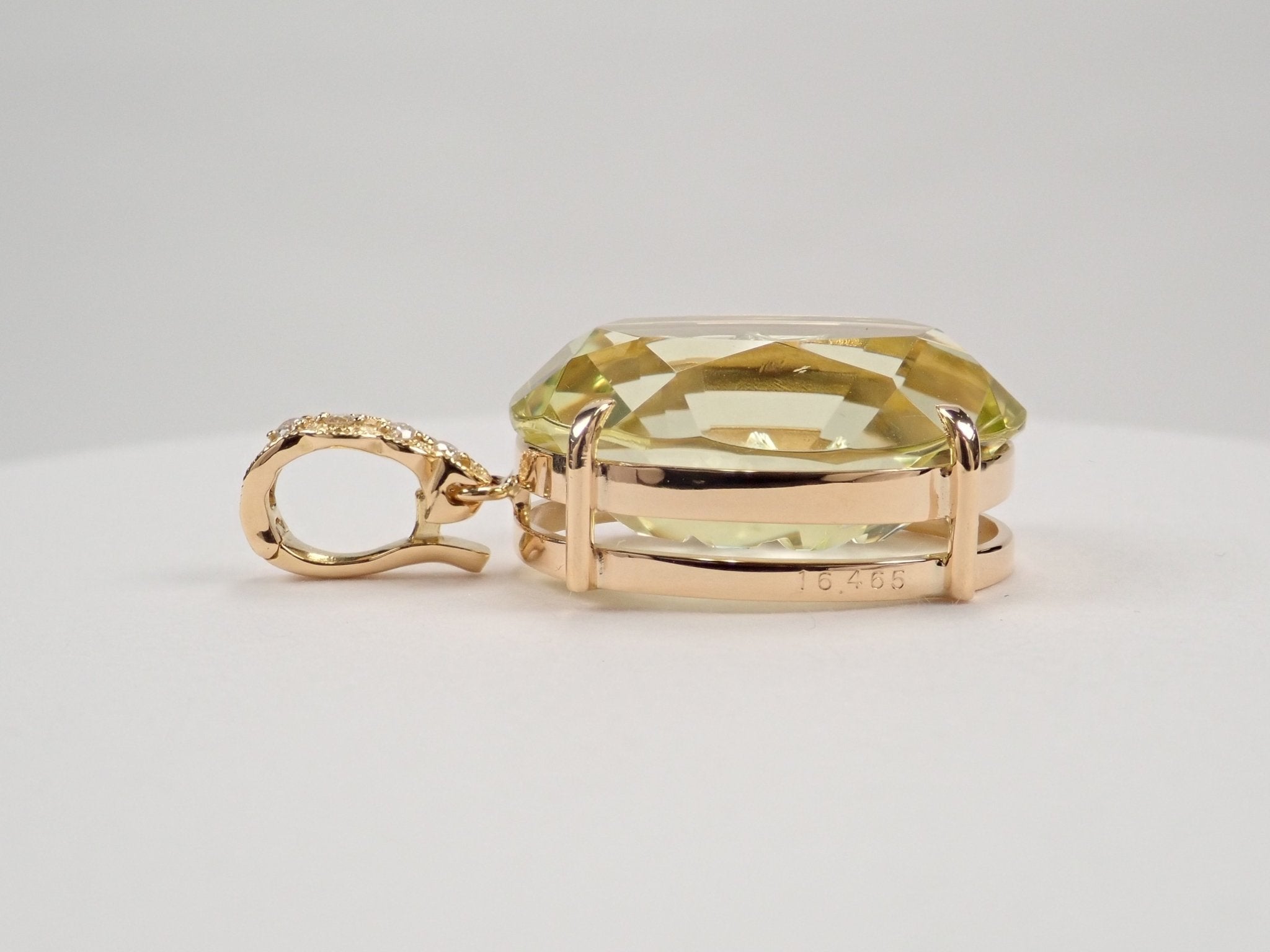 K18レモンクォーツ16.465ct・ダイヤモンドペンダント(甲州貴石切子) - KARATZ STORE|カラッツSTORE