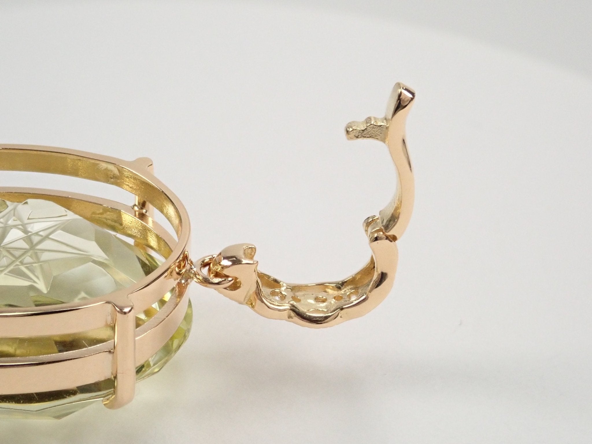 K18レモンクォーツ16.465ct・ダイヤモンドペンダント(甲州貴石切子) - KARATZ STORE|カラッツSTORE