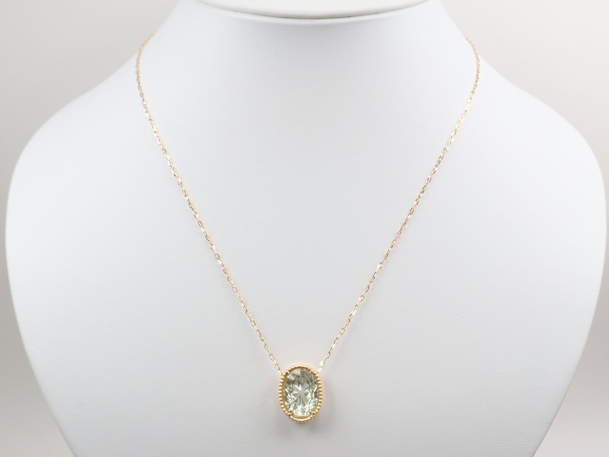 【甲州貴石切子】K18グリーンクォーツ4.592ct ペンダント(2wayタイプ) - カラッツSTORE