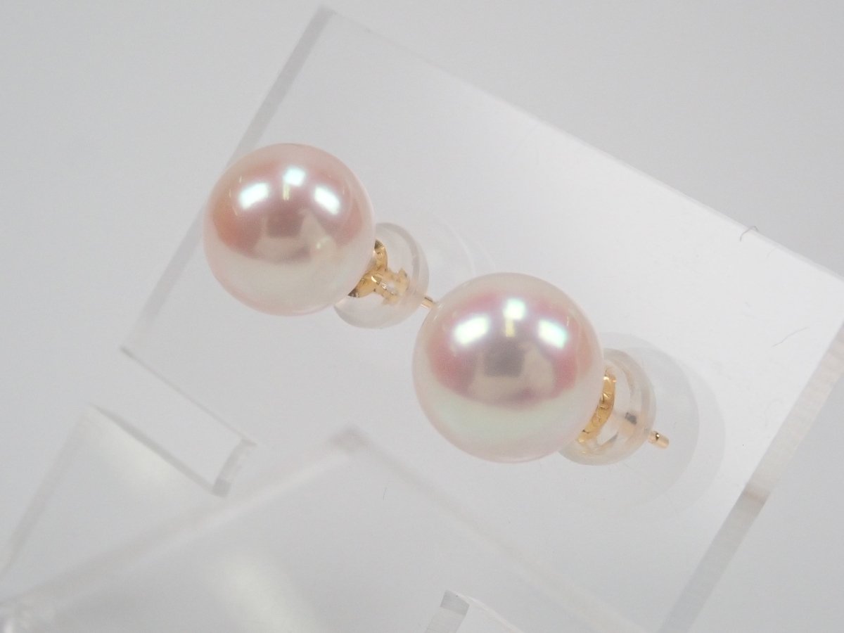 K18アコヤ真珠(アコヤパール)8mm ピアス - カラッツSTORE
