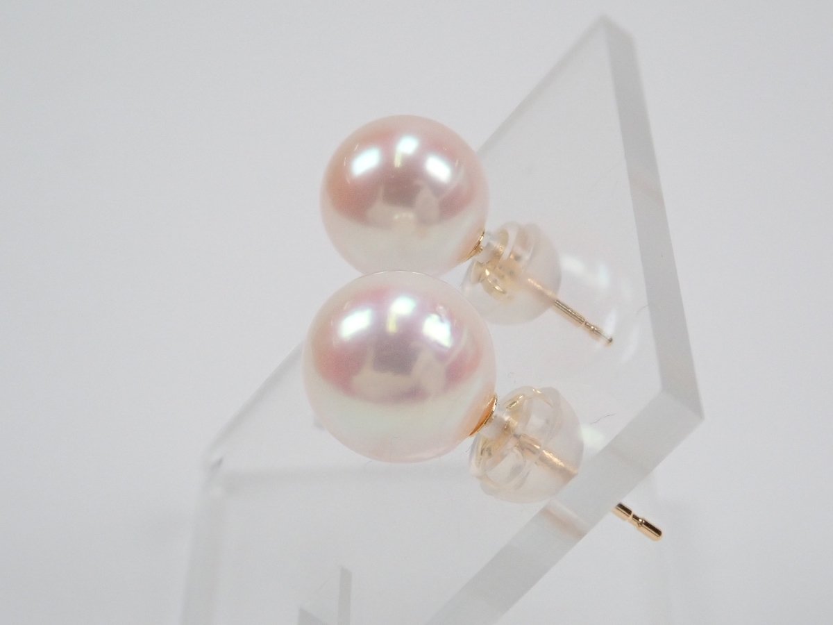 K18アコヤ真珠(アコヤパール)8mm ピアス - カラッツSTORE