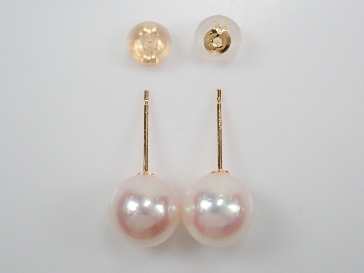 K18アコヤ真珠(アコヤパール)8mm ピアス - カラッツSTORE